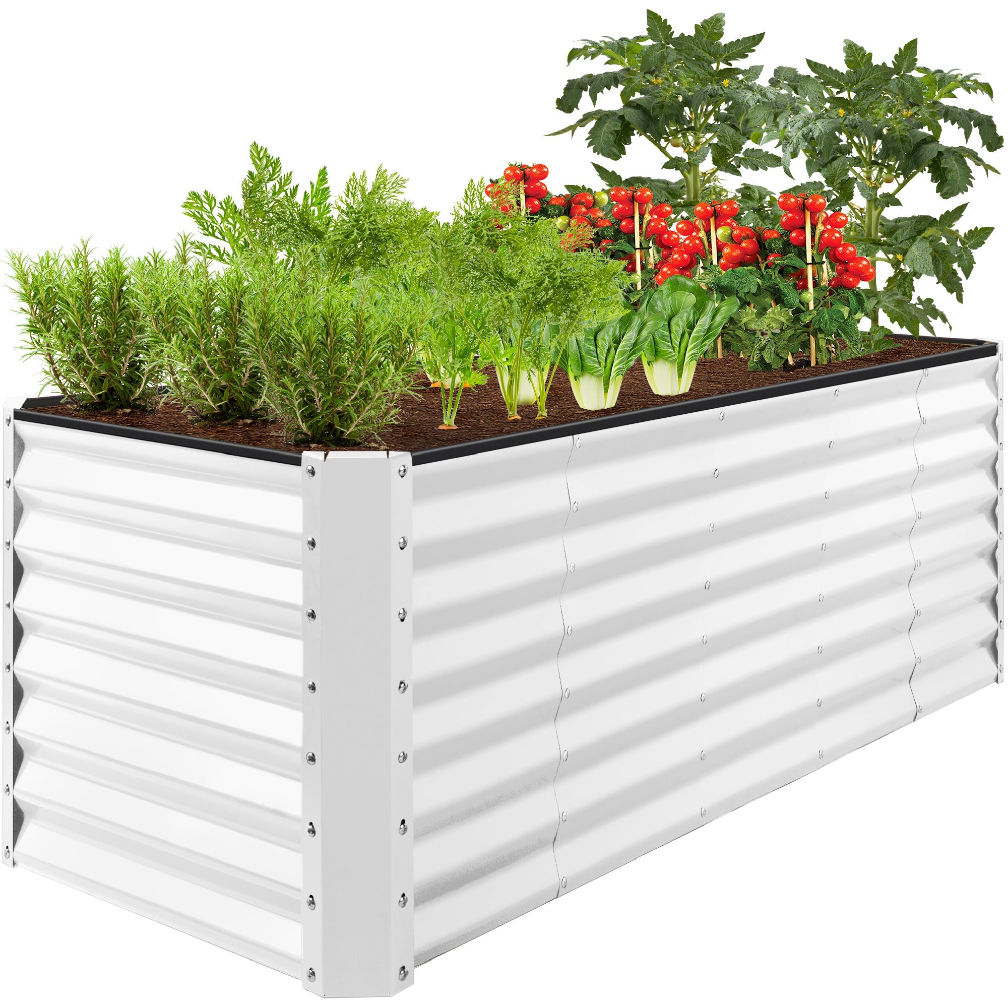 Outdoor Metal Raised Garden Bed for Vegetables, Flowers, Herbs - 8x2x2ft
