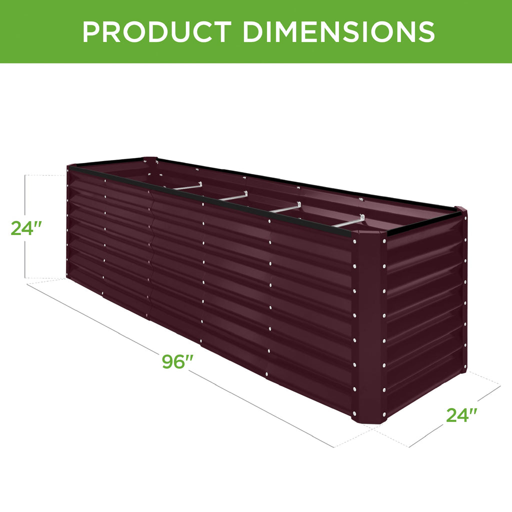 Outdoor Metal Raised Garden Bed for Vegetables, Flowers, Herbs - 8x2x2ft