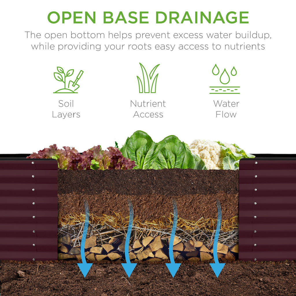 Outdoor Metal Raised Garden Bed for Vegetables, Flowers, Herbs - 8x2x2ft