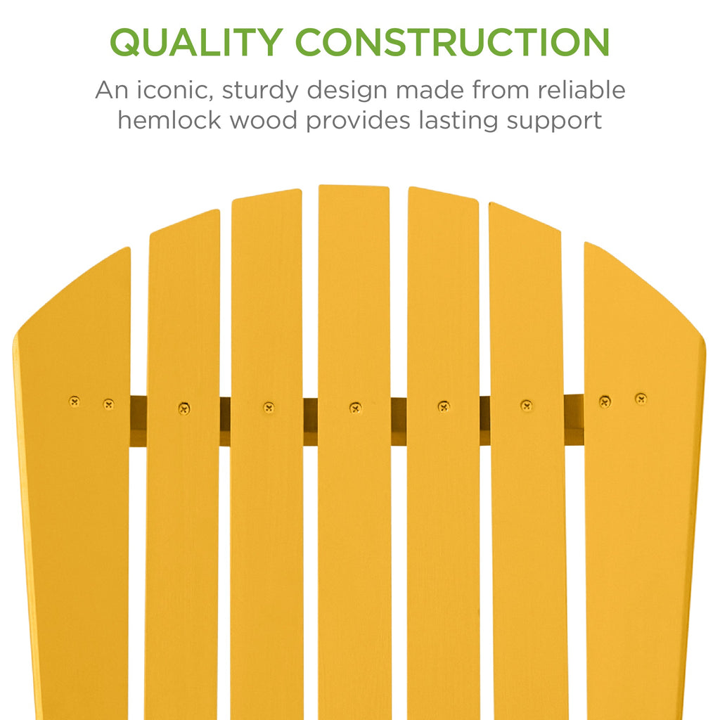 Folding Wooden Adirondack Chair, Accent Furniture w/ Natural Woodgrain