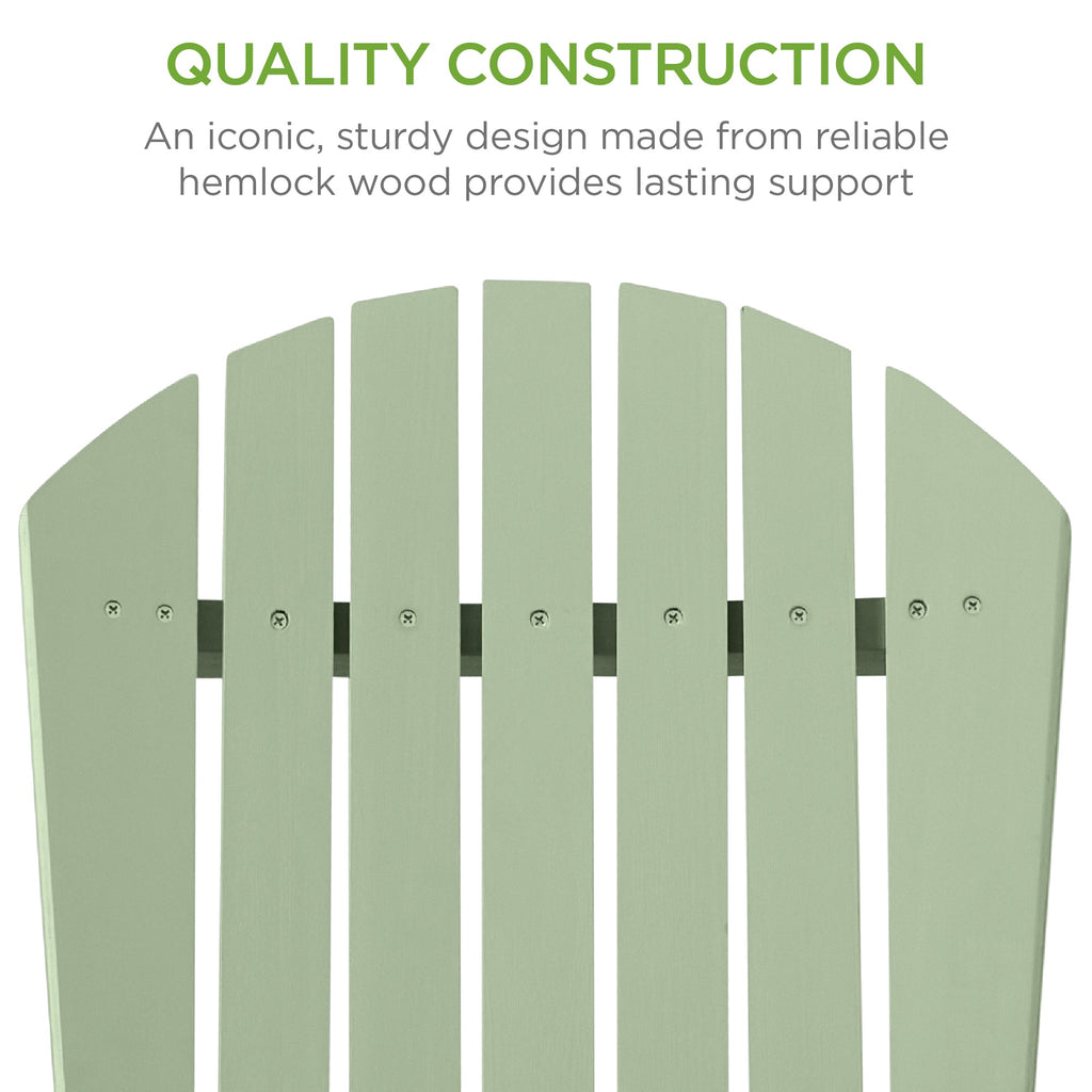 Folding Wooden Adirondack Chair, Accent Furniture w/ Natural Woodgrain