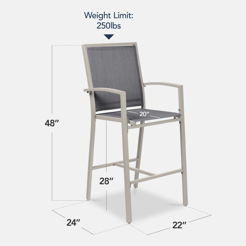 Set of 2 Outdoor Barstools, Patio Chairs w/ Footrests, All-Weather Mesh
