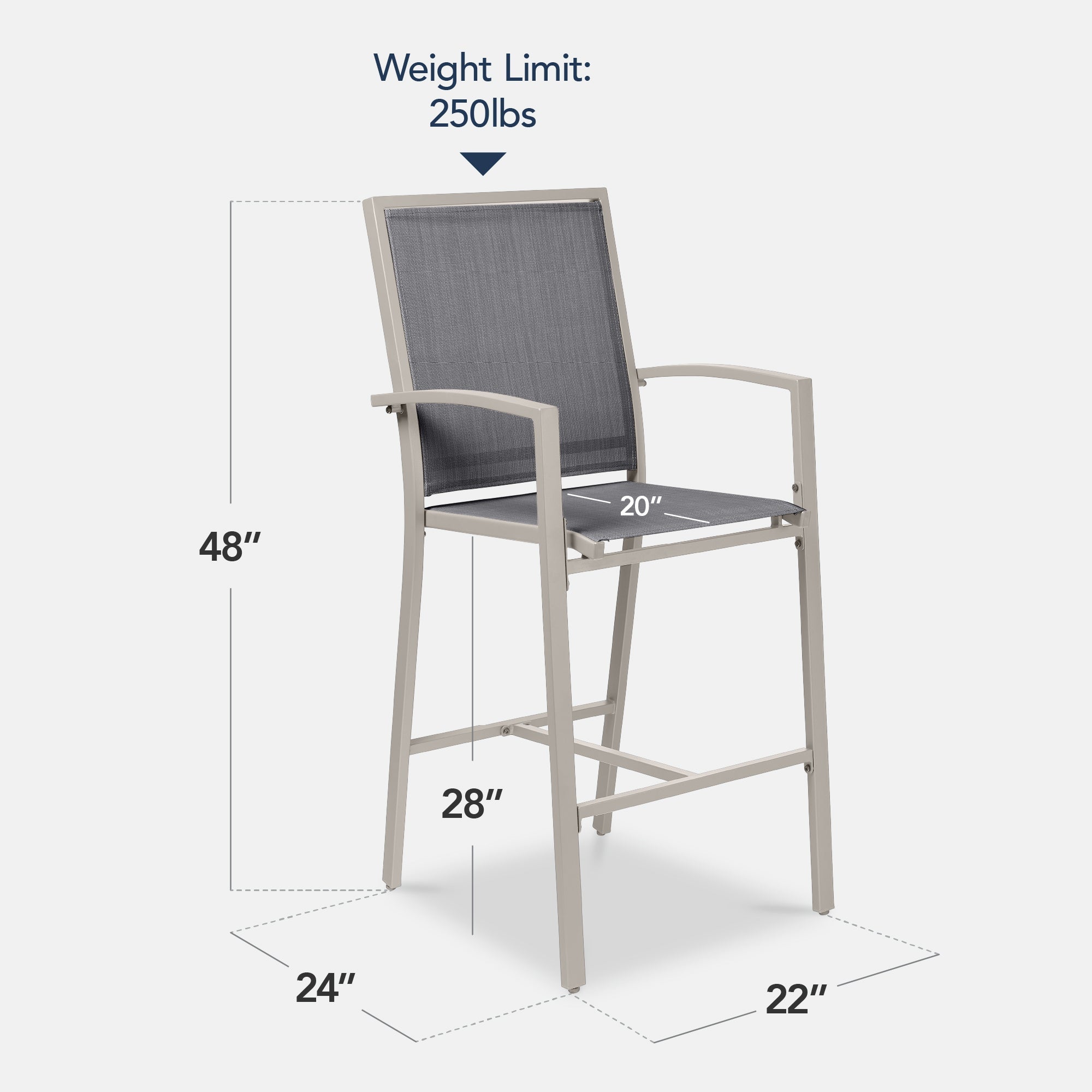 Set of 2 Outdoor Barstools, Patio Chairs w/ Footrests, All-Weather Mesh