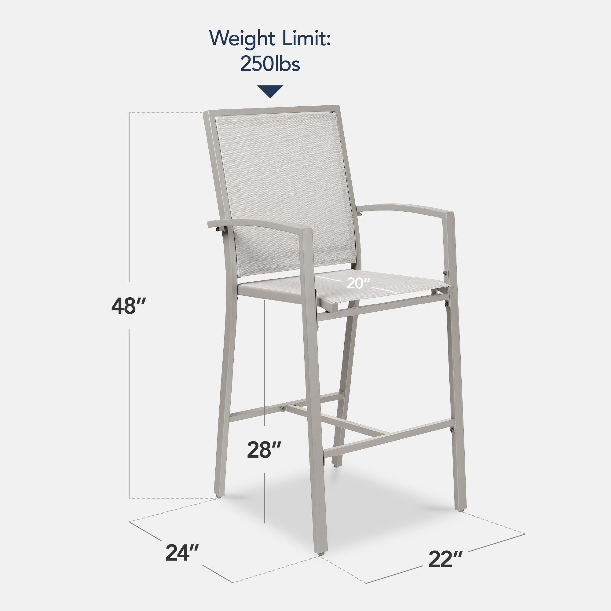 Set of 2 Outdoor Barstools, Patio Chairs w/ Footrests, All-Weather Mesh