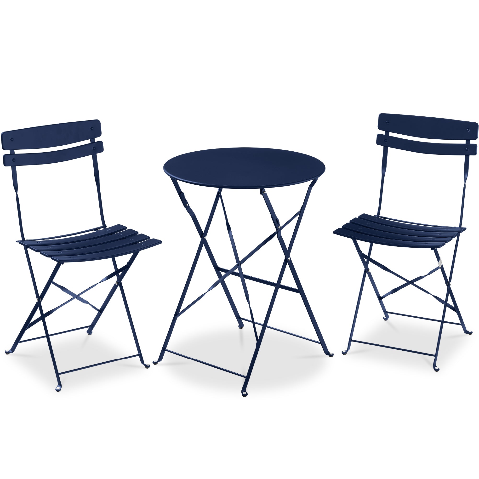 3-Piece Small Folding Patio Bistro Set w/ 2 Chairs