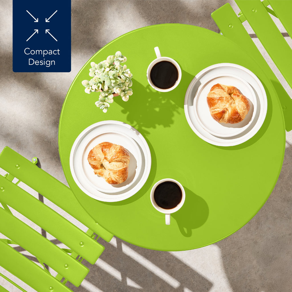 3-Piece Small Folding Patio Bistro Set w/ 2 Chairs