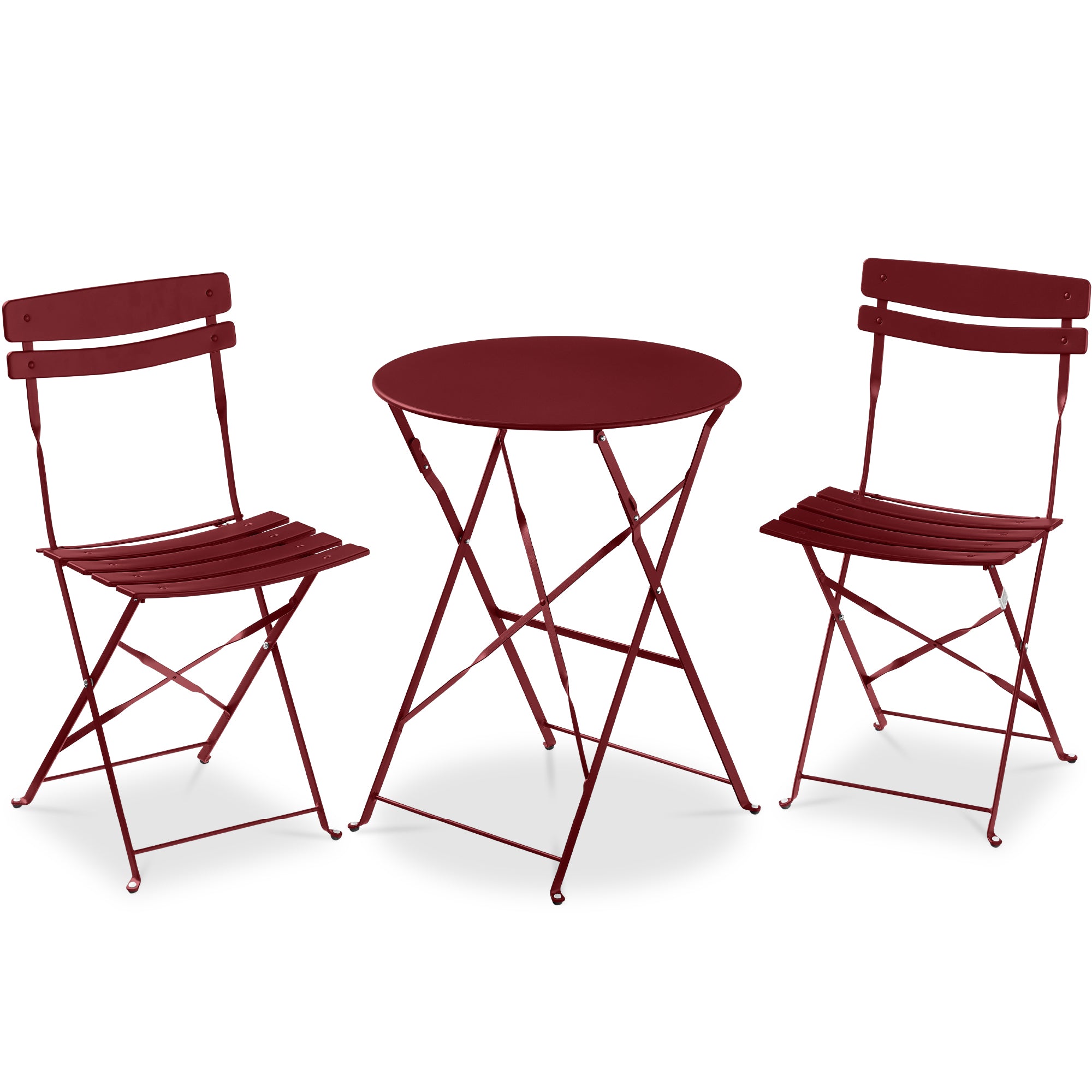 3-Piece Small Folding Patio Bistro Set w/ 2 Chairs