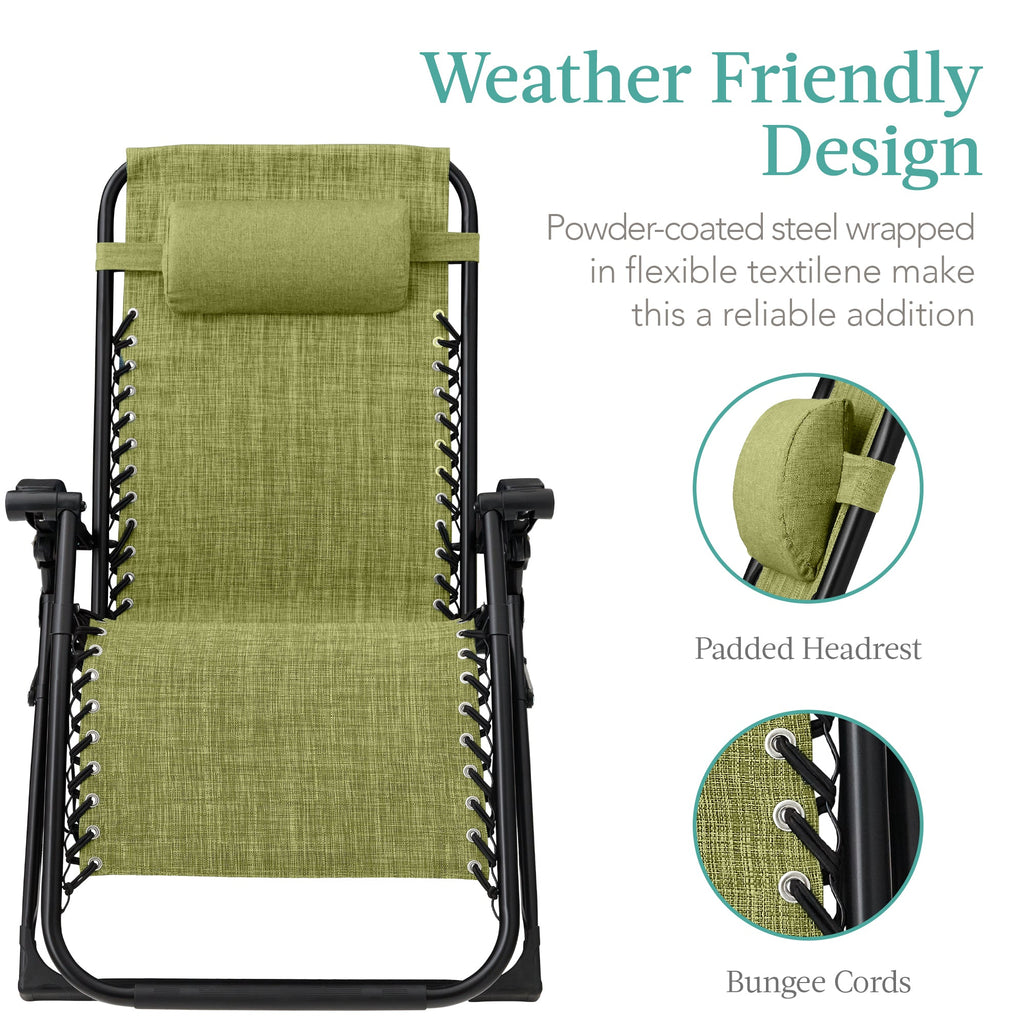 Oversized Zero Gravity Chair, Folding Outdoor Recliner w/ Removable Cushion