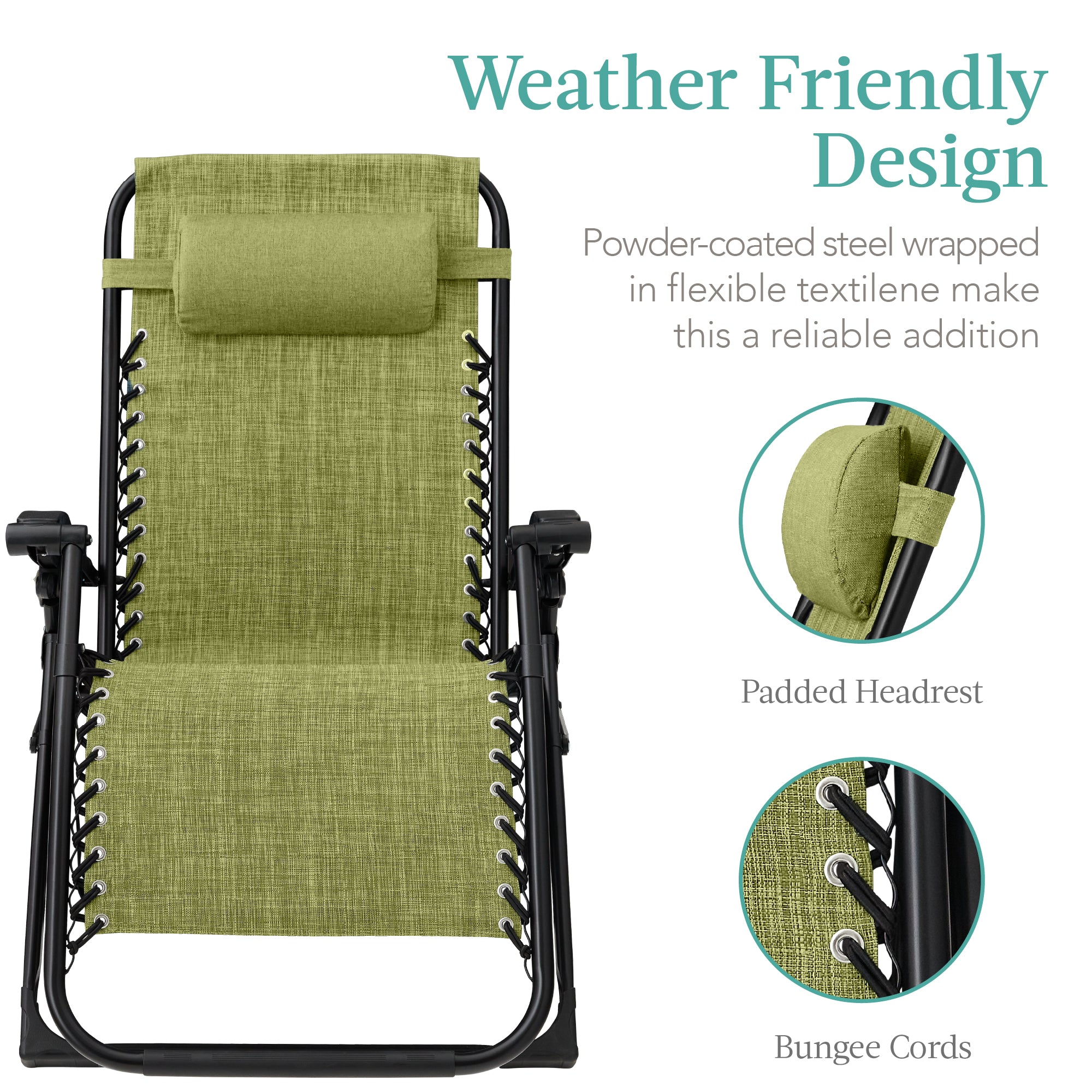Oversized Zero Gravity Chair, Folding Outdoor Recliner w/ Removable Cushion