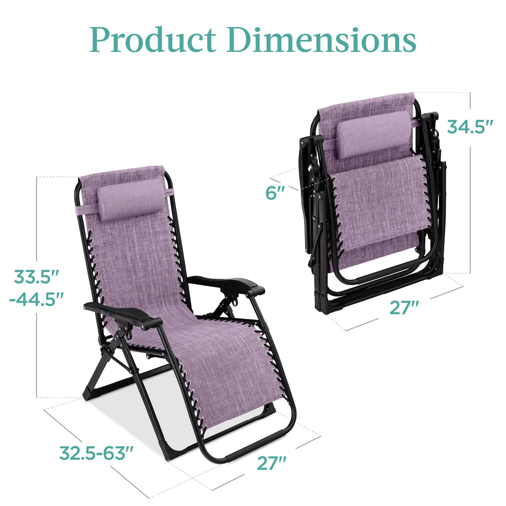 Oversized Zero Gravity Chair, Folding Outdoor Recliner w/ Removable Cushion