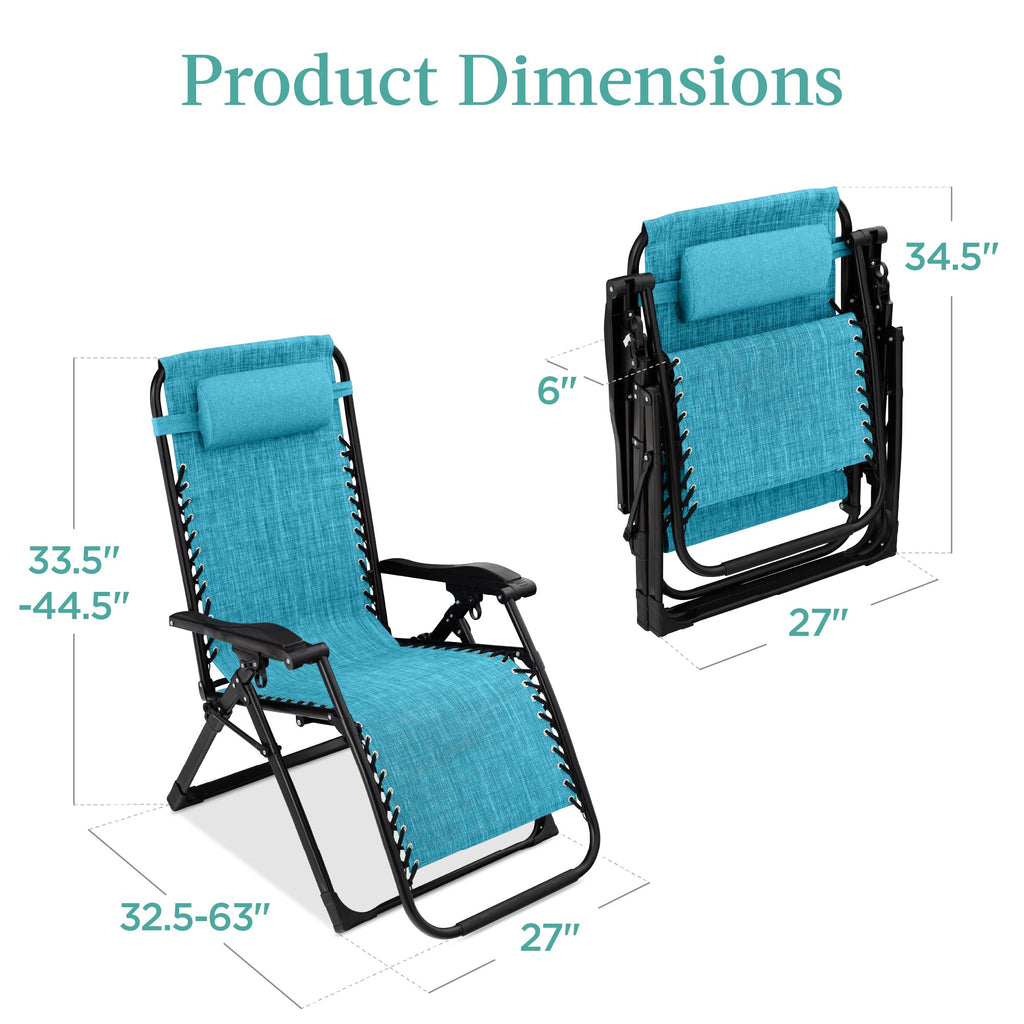 Oversized Zero Gravity Chair, Folding Outdoor Recliner w/ Removable Cushion