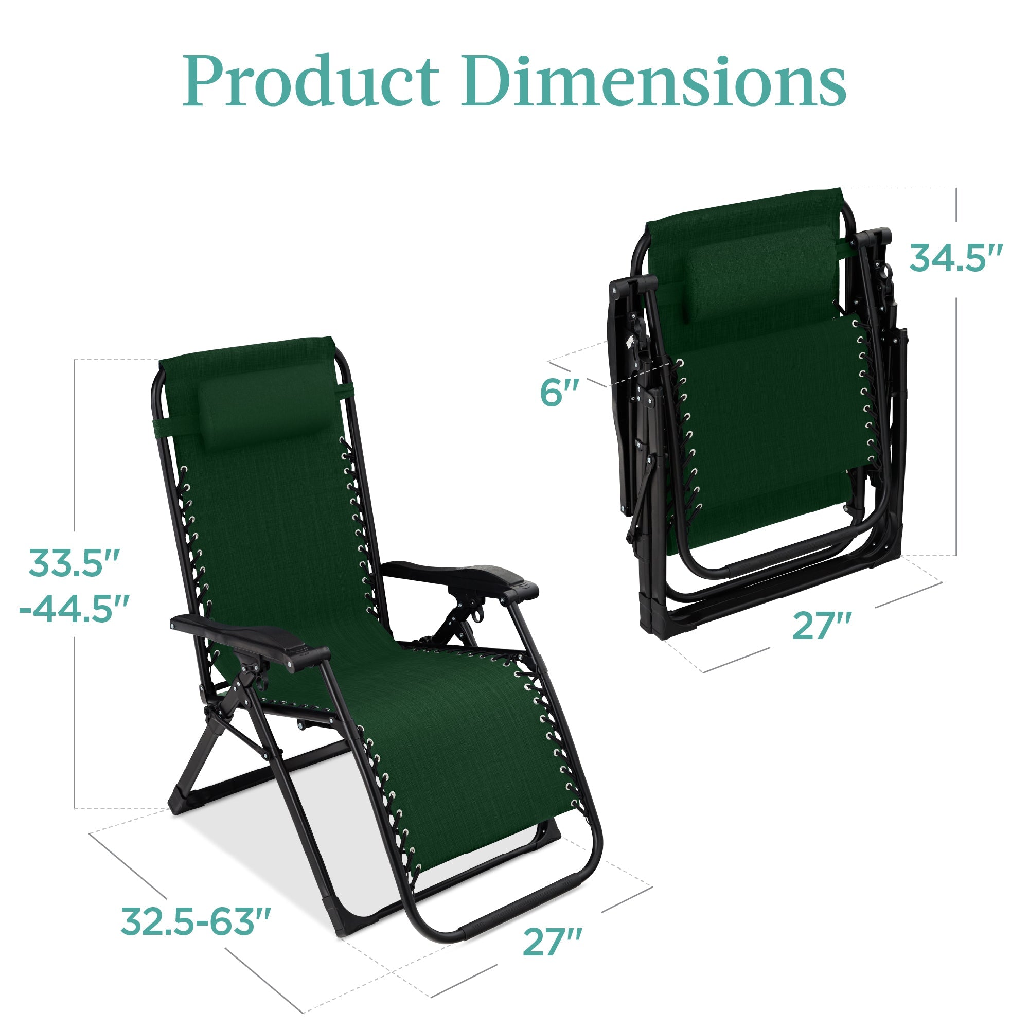 Oversized Zero Gravity Chair, Folding Outdoor Recliner w/ Removable Cushion