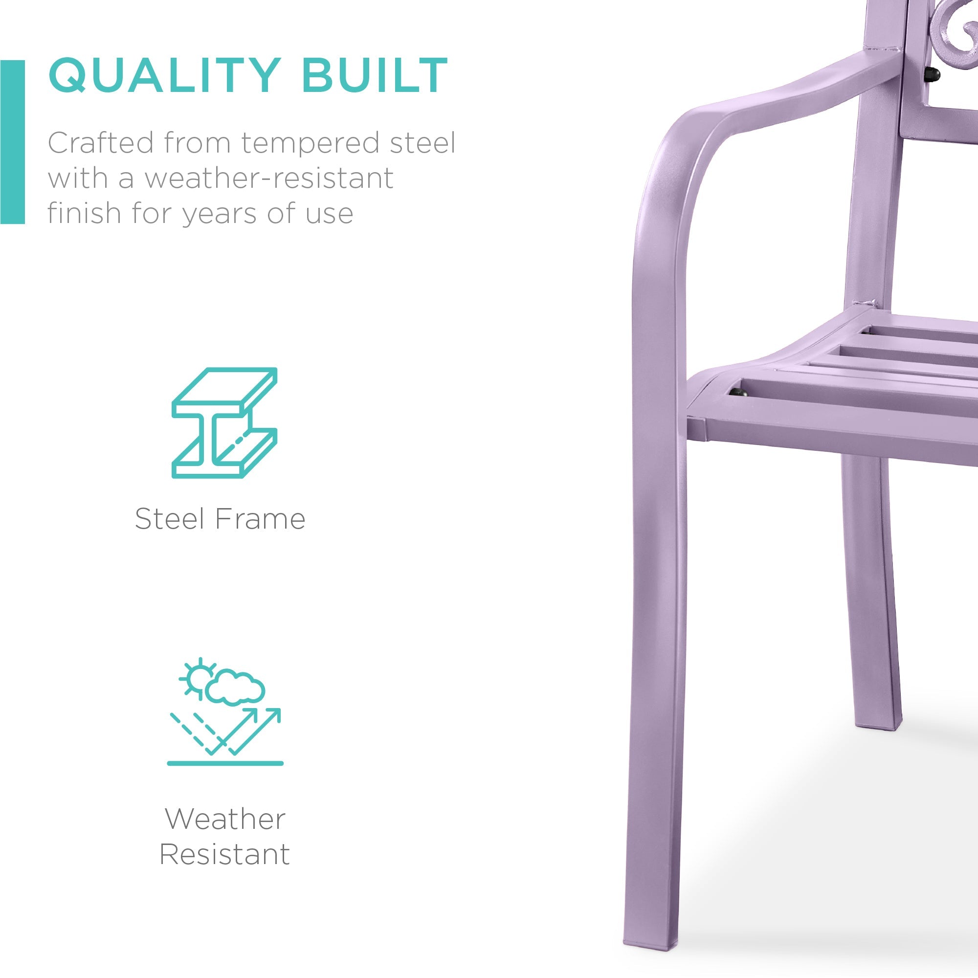 Steel Bench for Outdoor, Patio, Garden w/ Floral Design - 50in