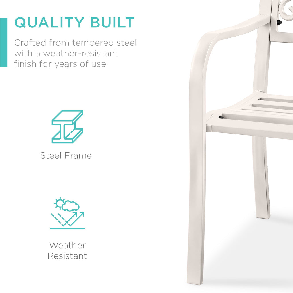 Steel Bench for Outdoor, Patio, Garden w/ Floral Design - 50in