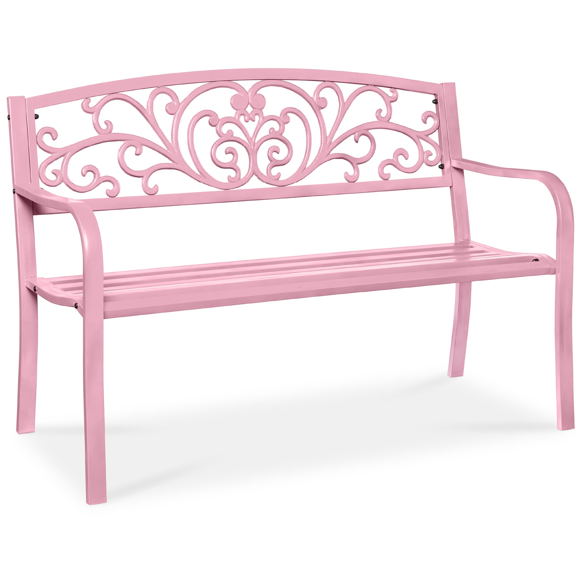 Steel Bench for Outdoor, Patio, Garden w/ Floral Design - 50in