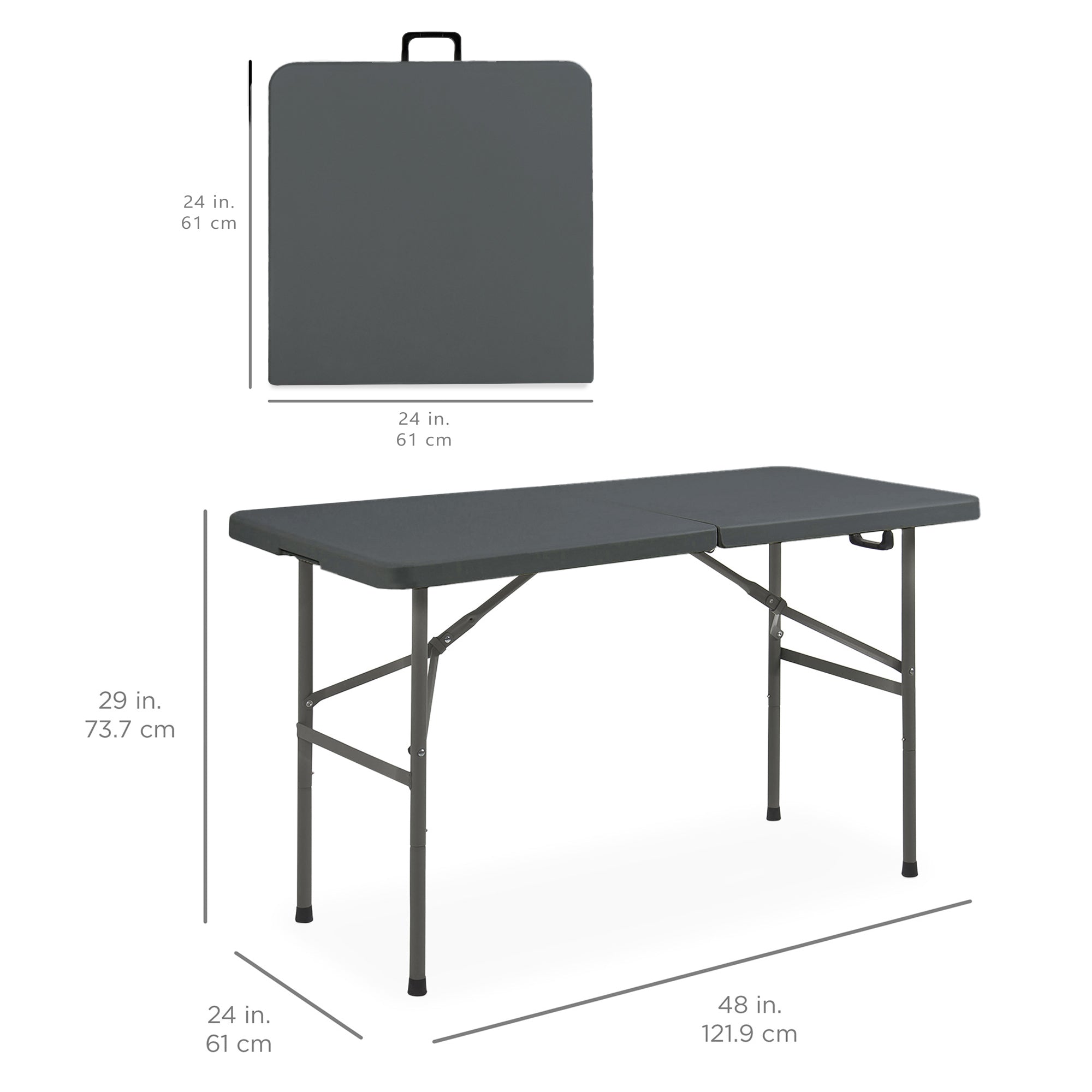 Portable Folding Plastic Dining Table w/ Handle, Lock - 4ft