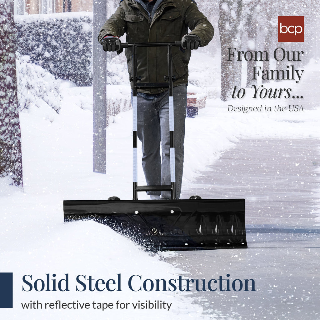 2-Wheel Snow Pusher w/ Adjustable Handle, Reflective Tape - 36in