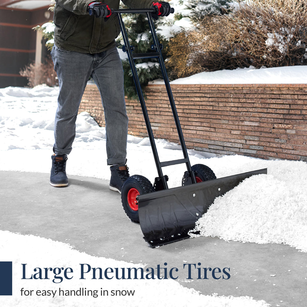 2-Wheel Snow Pusher w/ Adjustable Handle, Reflective Tape - 36in