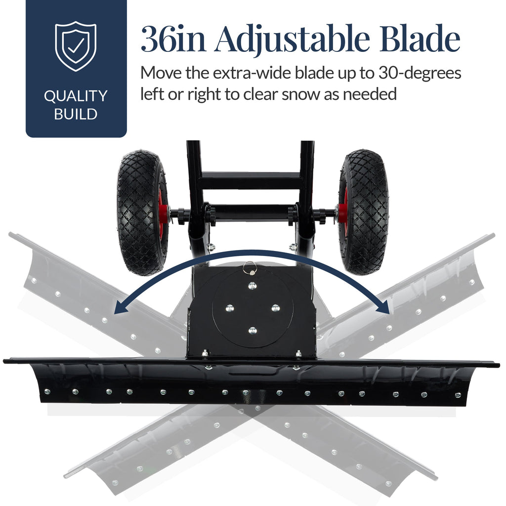 2-Wheel Snow Pusher w/ Adjustable Handle, Reflective Tape - 36in