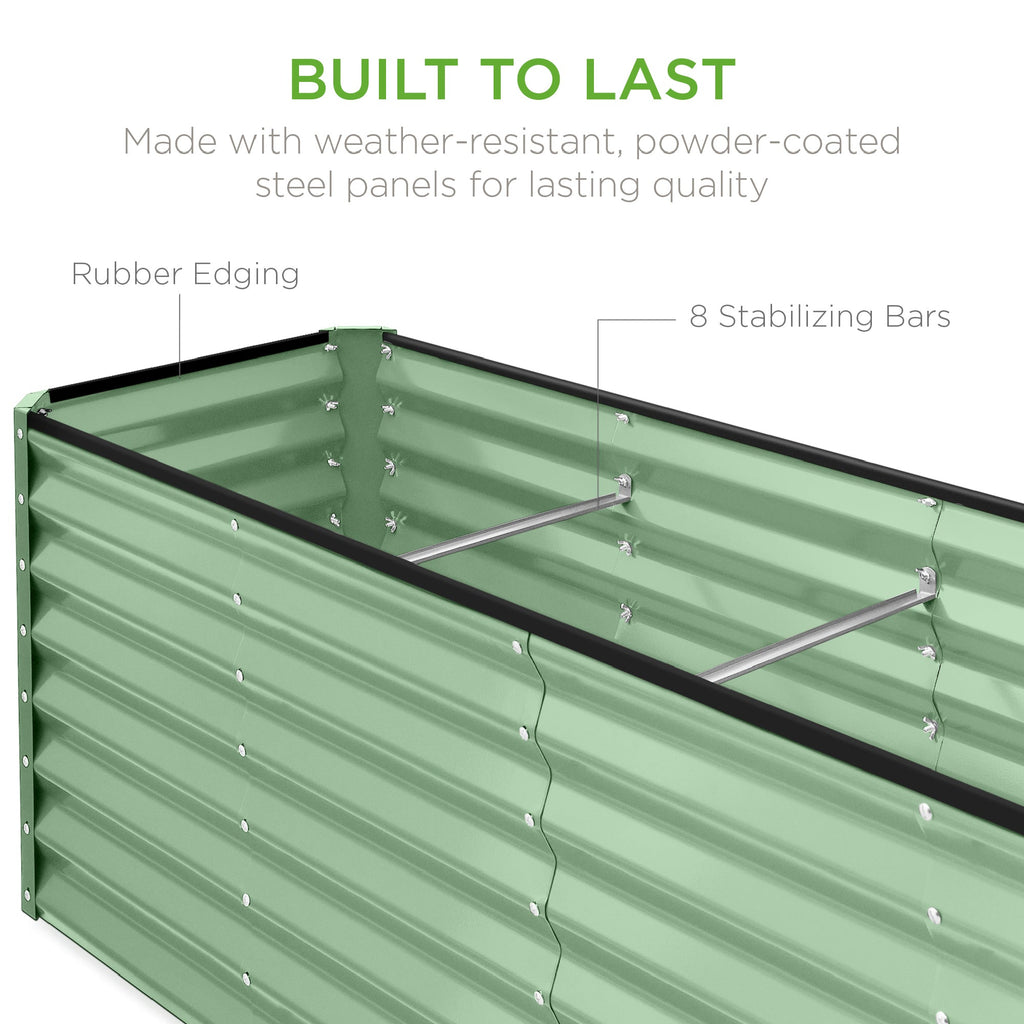 Outdoor Metal Raised Garden Bed for Vegetables, Flowers, Herbs - 8x2x2ft