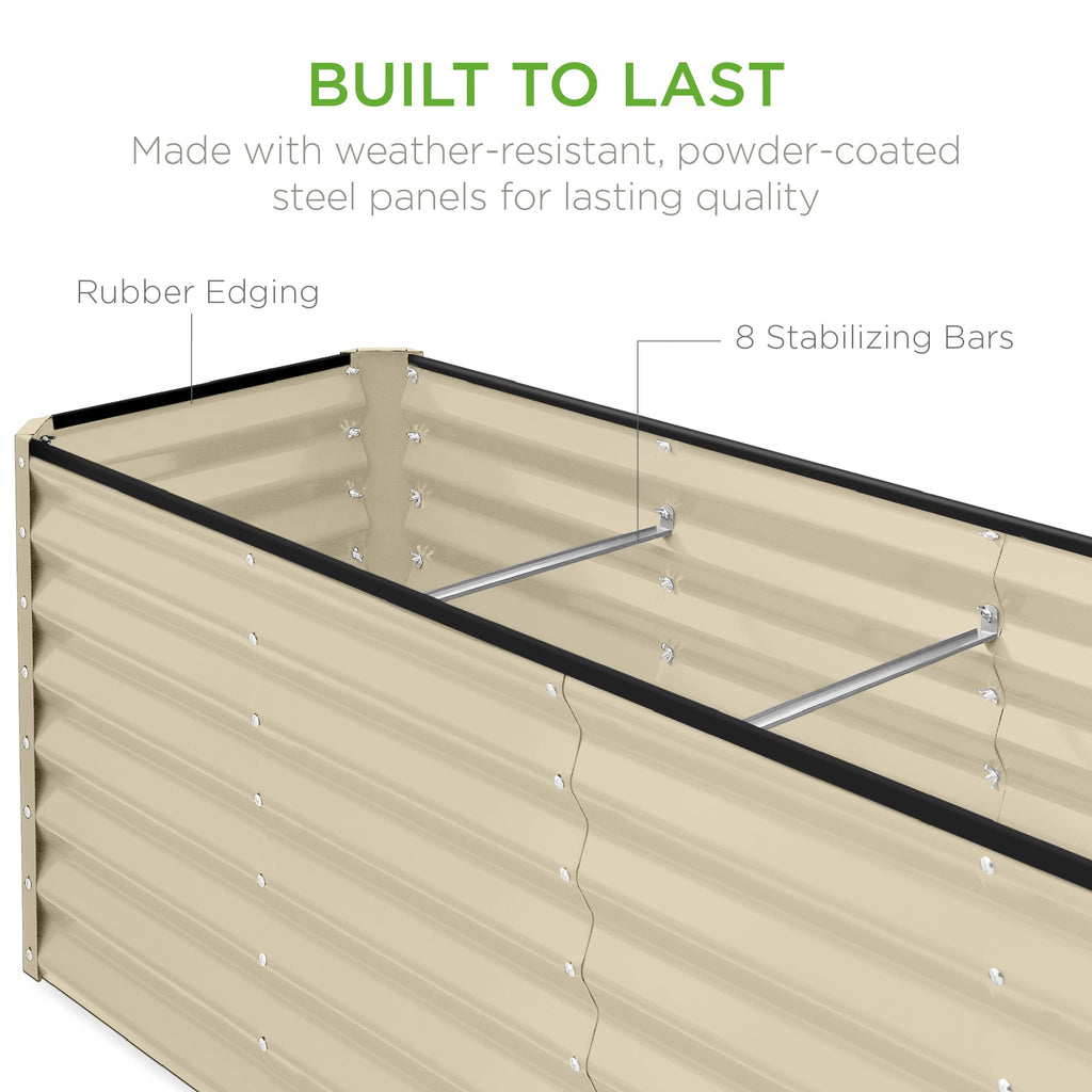 Outdoor Metal Raised Garden Bed for Vegetables, Flowers, Herbs - 8x2x2ft