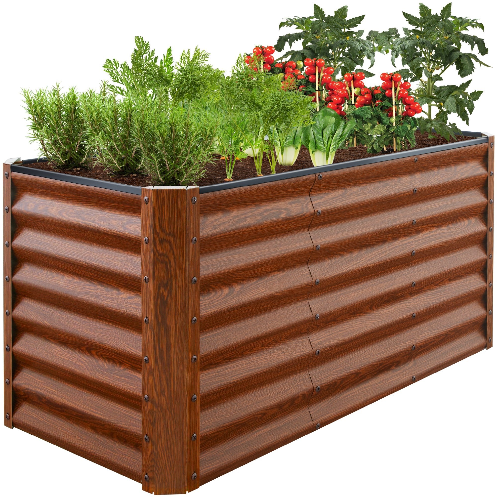 Outdoor Raised Metal Garden Bed for Vegetables, Flowers, Herbs - 4x2x2ft
