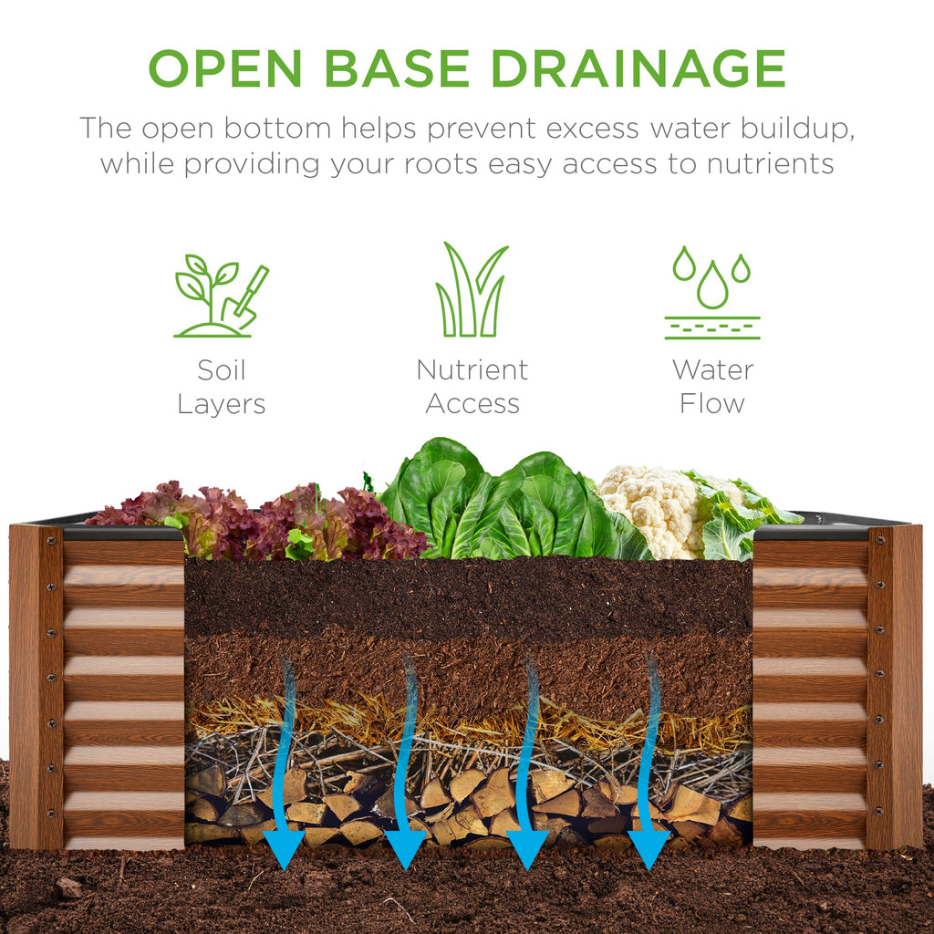 Outdoor Raised Metal Garden Bed for Vegetables, Flowers, Herbs - 4x2x2ft