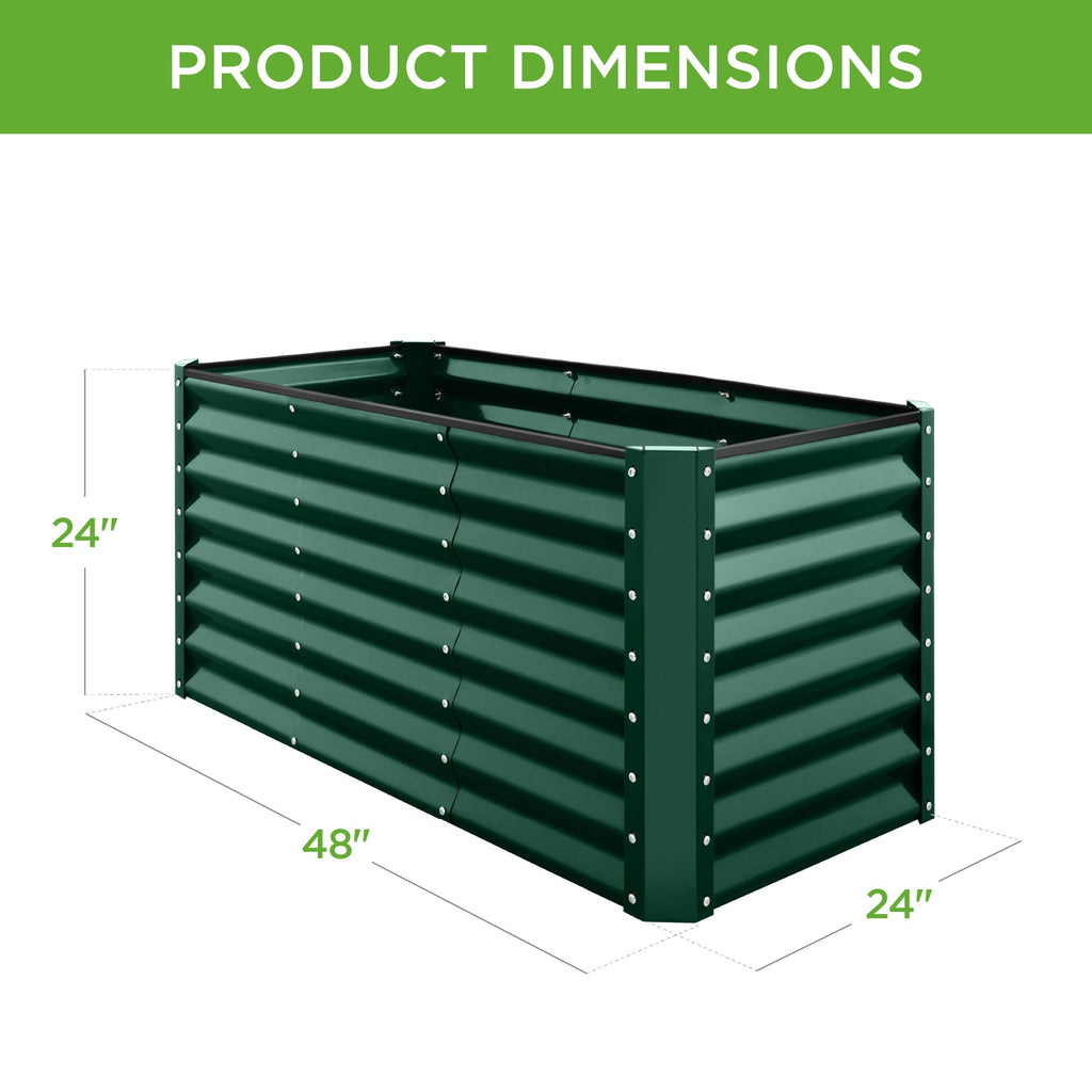 Outdoor Raised Metal Garden Bed for Vegetables, Flowers, Herbs - 4x2x2ft