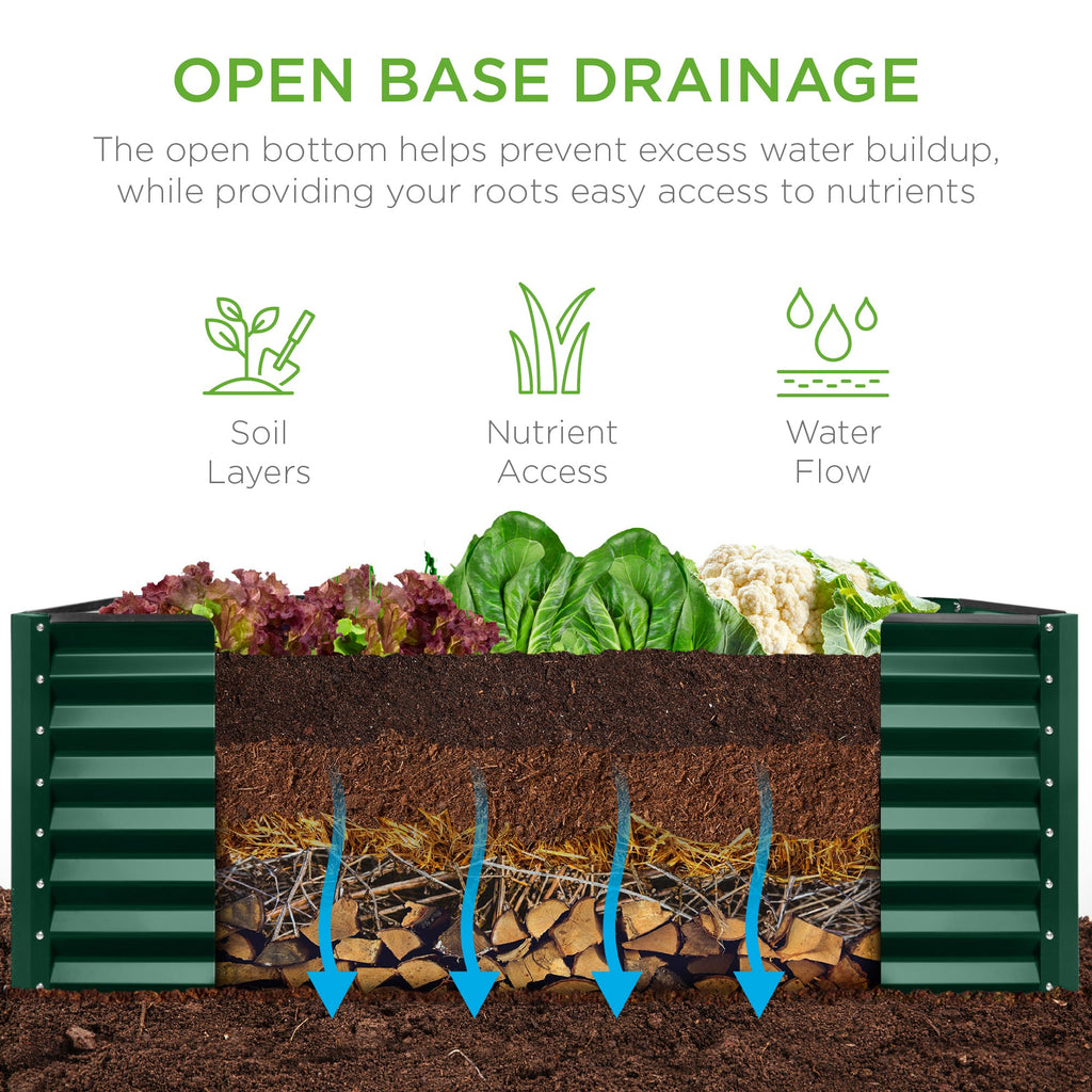 Outdoor Raised Metal Garden Bed for Vegetables, Flowers, Herbs - 4x2x2ft