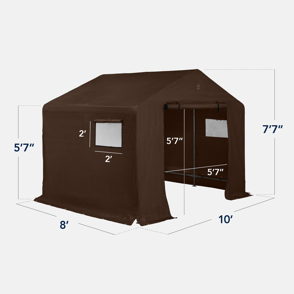 Outdoor Fabric Storage Shed w/ Metal Frame, Dual Zipper Doors - 10x8ft