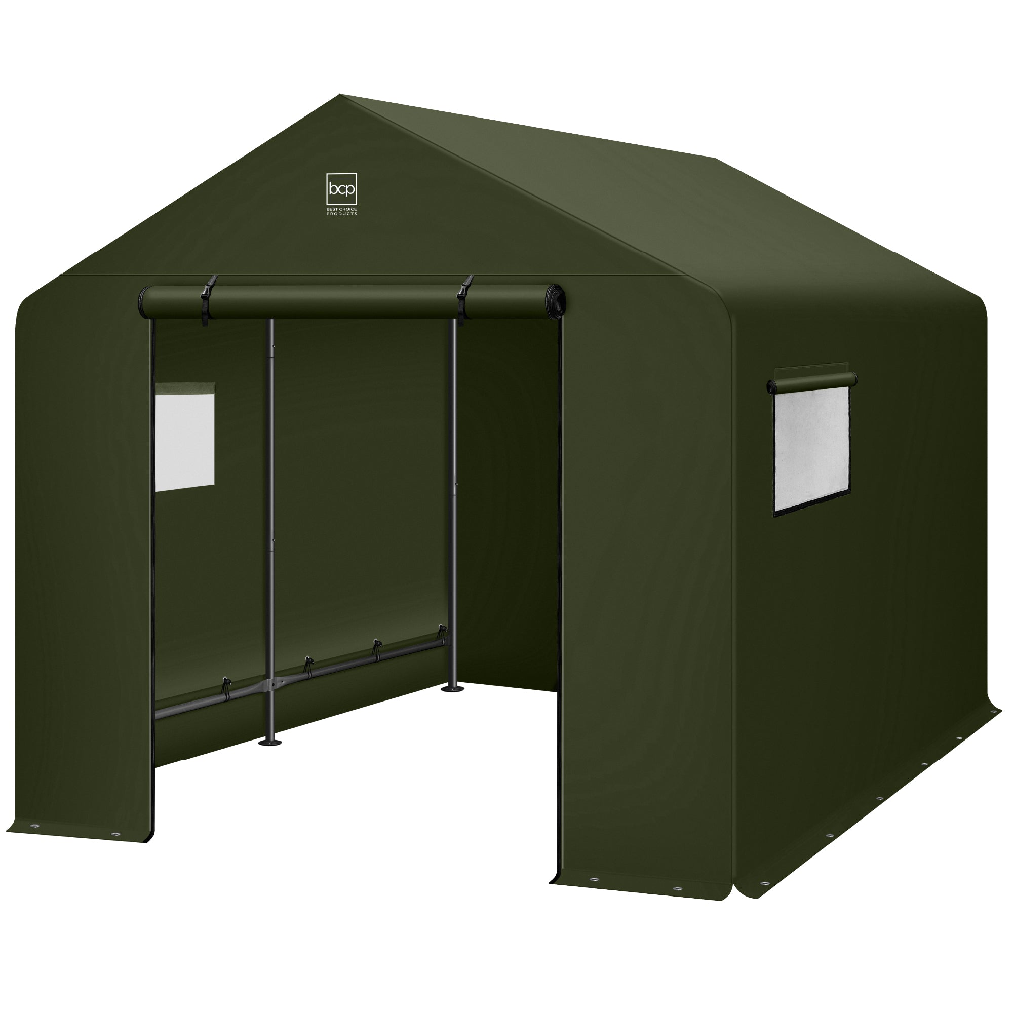 Outdoor Fabric Storage Shed w/ Metal Frame, Dual Zipper Doors - 10x8ft