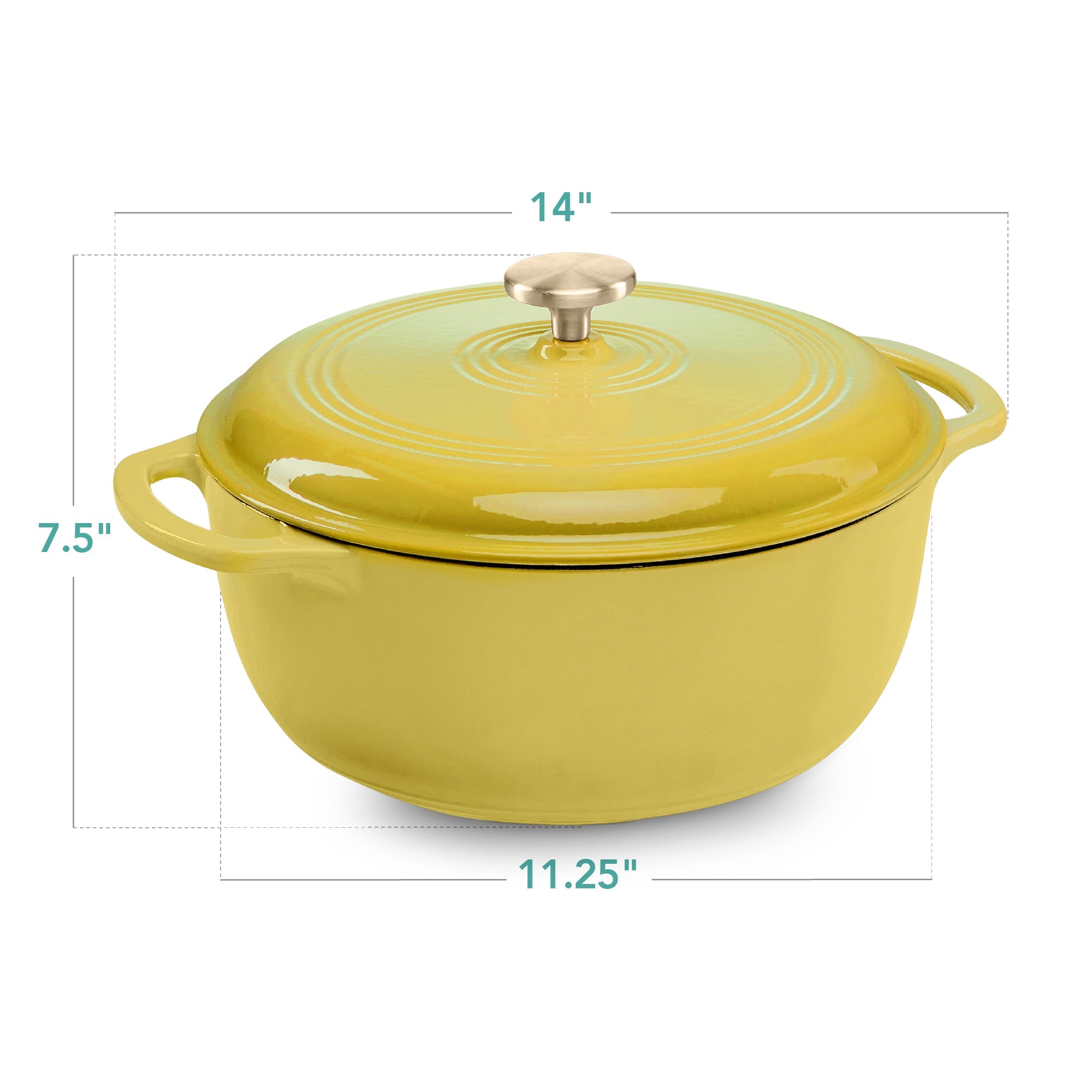 Cast-Iron Dutch Oven Kitchen Cookware w/ Enamel, Handles - 6qt