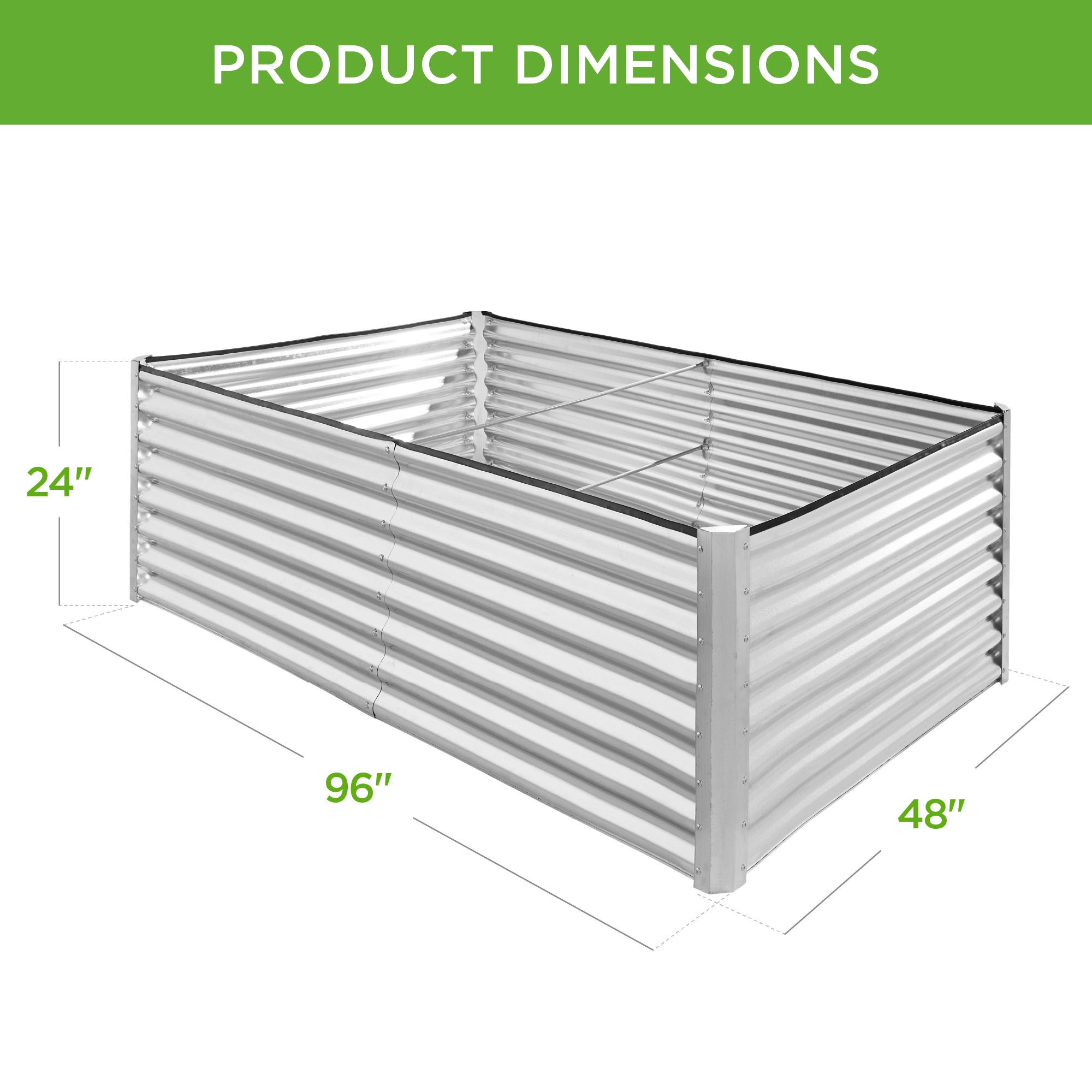 Outdoor Metal Raised Garden Bed for Vegetables, Flowers, Herbs - 8x4x2ft