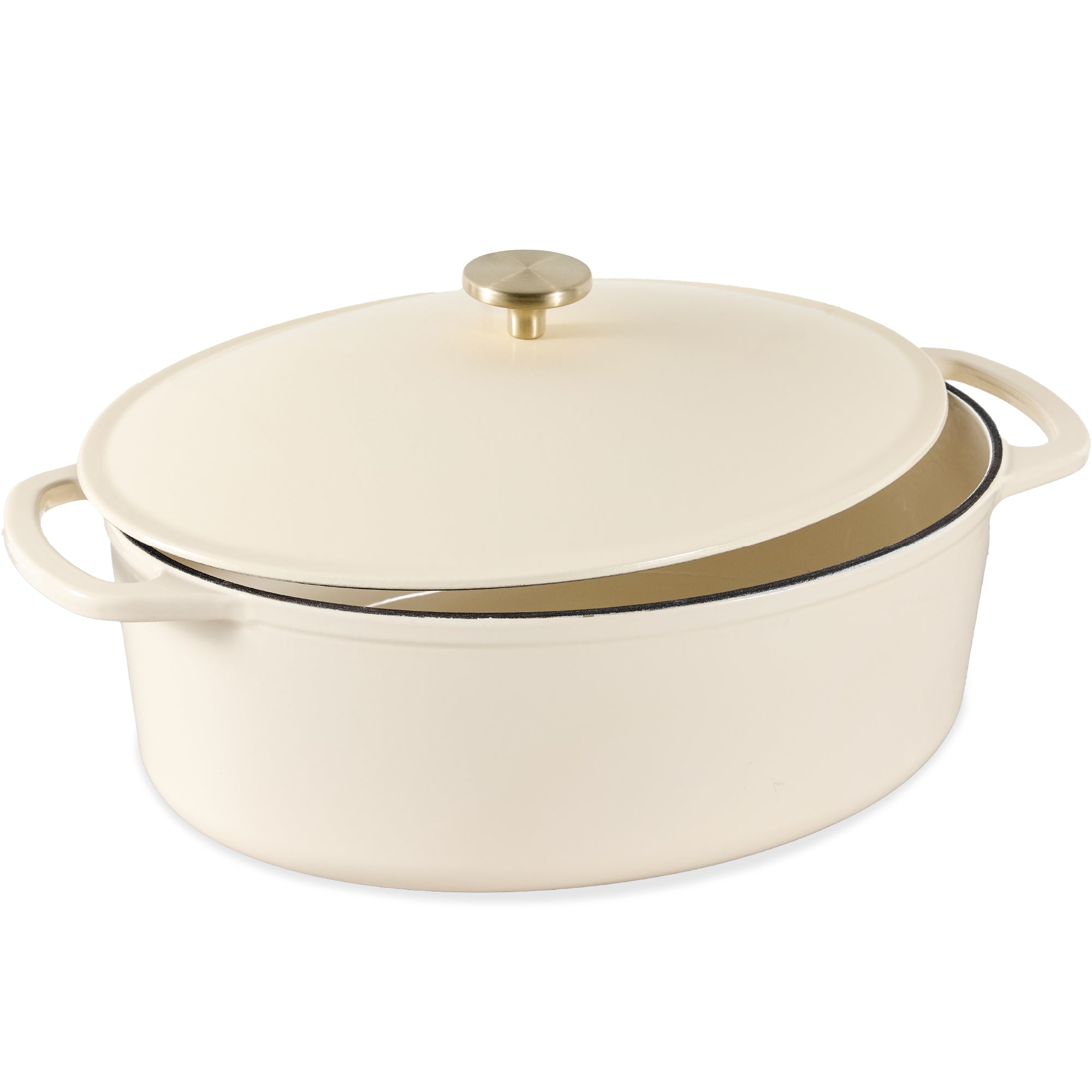 Oval Cast-Iron Dutch Oven Kitchen Cookware w/ Enamel - 7.5qt