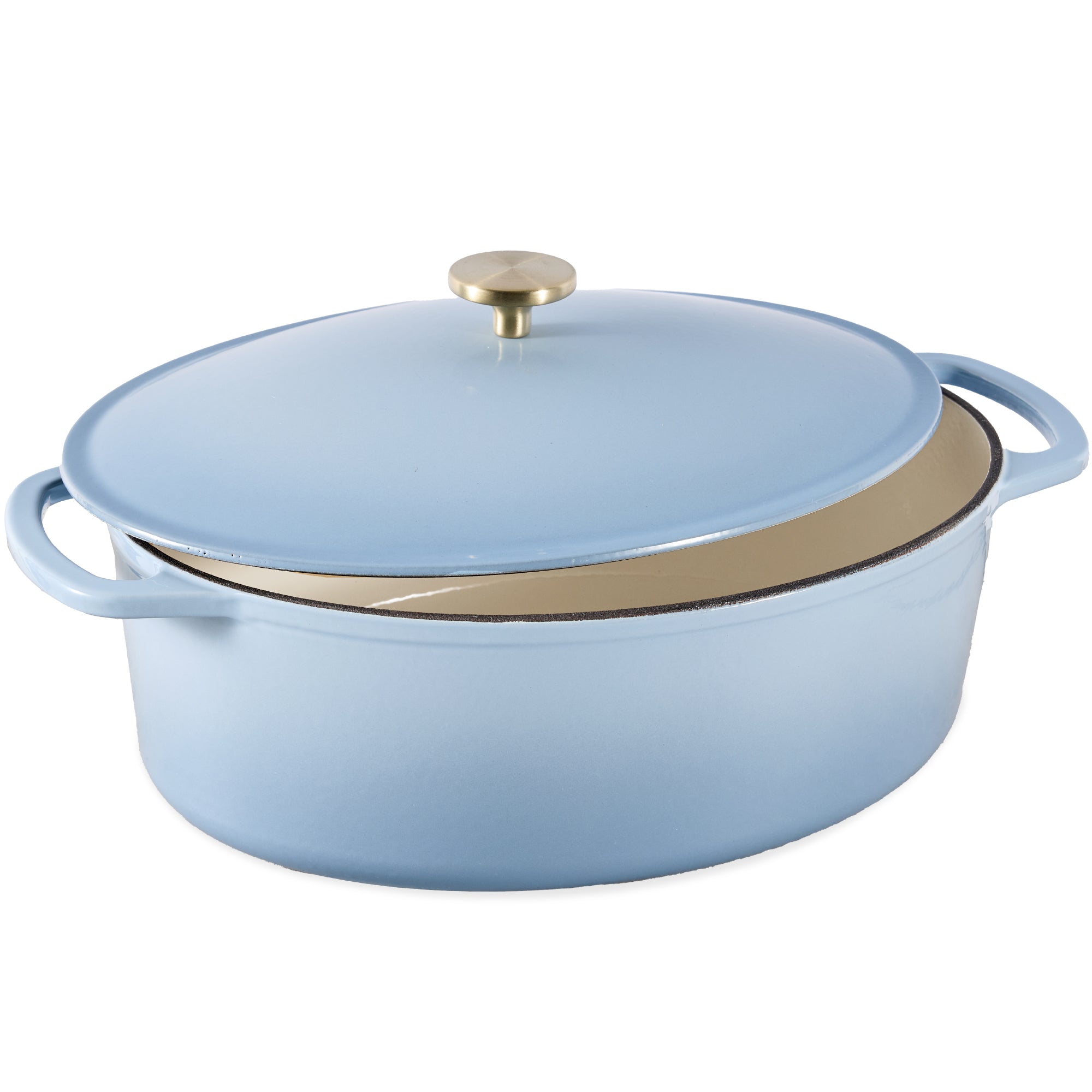 Oval Cast-Iron Dutch Oven Kitchen Cookware w/ Enamel - 7.5qt