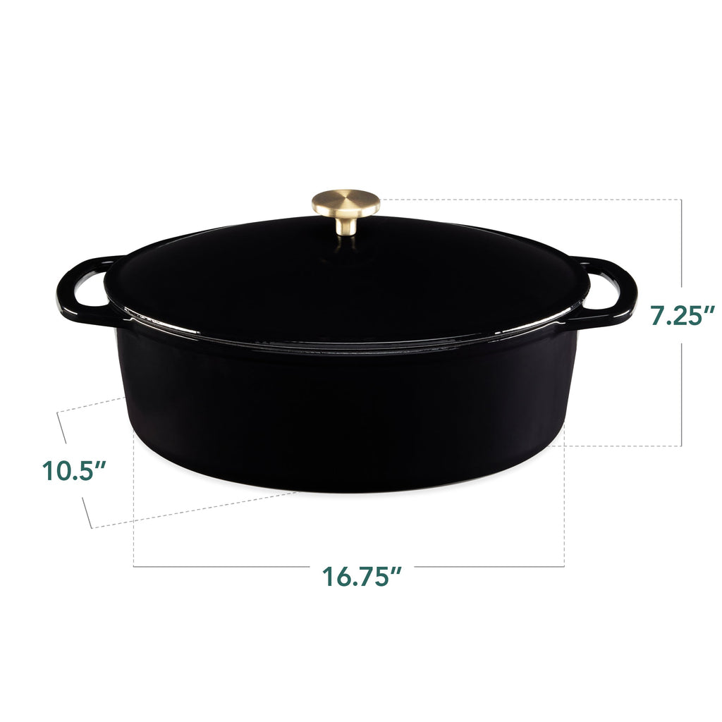 Oval Cast-Iron Dutch Oven Kitchen Cookware w/ Enamel - 7.5qt