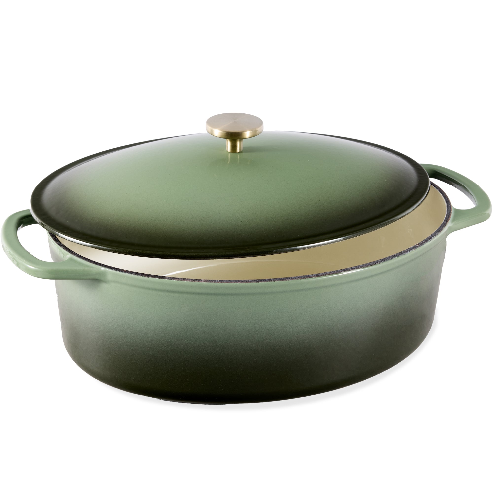 Oval Cast-Iron Dutch Oven Kitchen Cookware w/ Enamel - 7.5qt