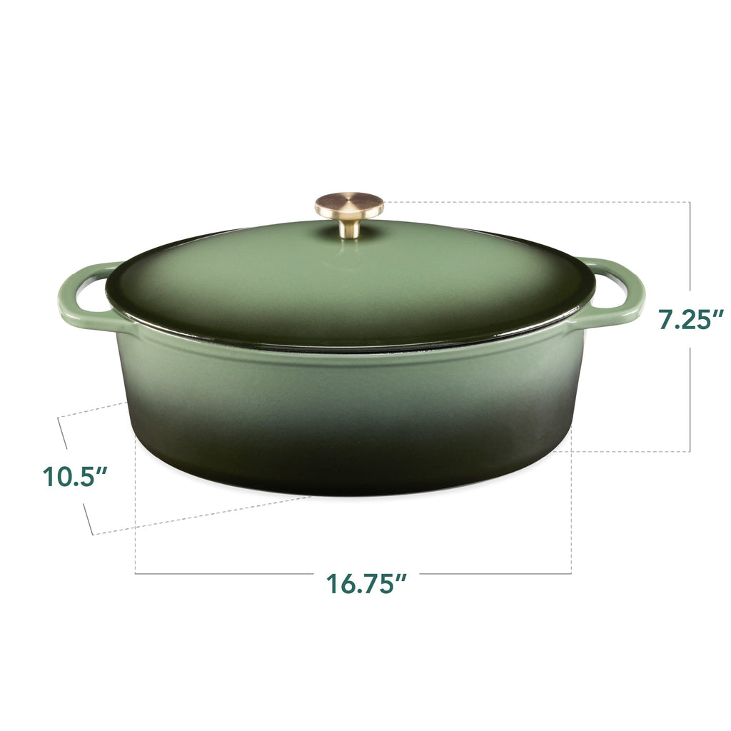 Oval Cast-Iron Dutch Oven Kitchen Cookware w/ Enamel - 7.5qt