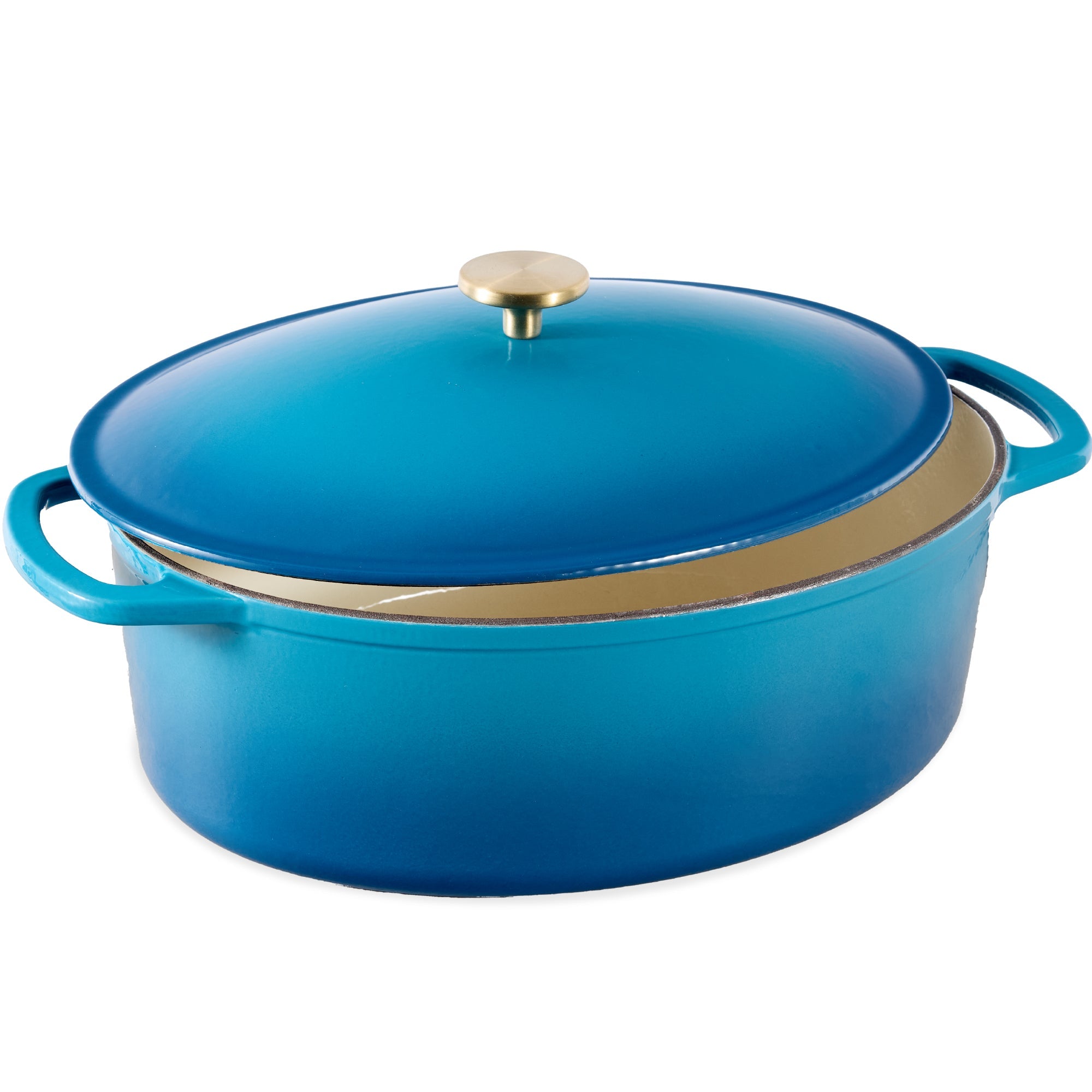 Oval Cast-Iron Dutch Oven Kitchen Cookware w/ Enamel - 7.5qt