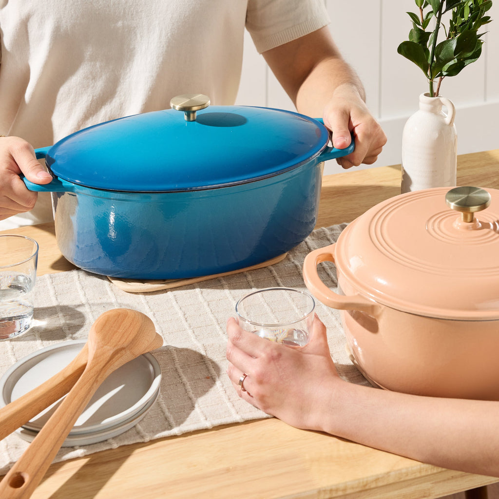 Oval Cast-Iron Dutch Oven Kitchen Cookware w/ Enamel - 7.5qt