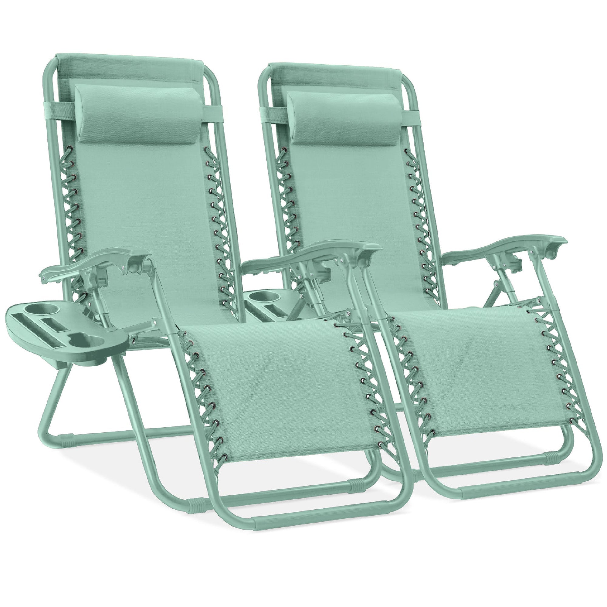 Set of 2 Adjustable Zero Gravity Patio Chair Recliners w/ Cup Holders