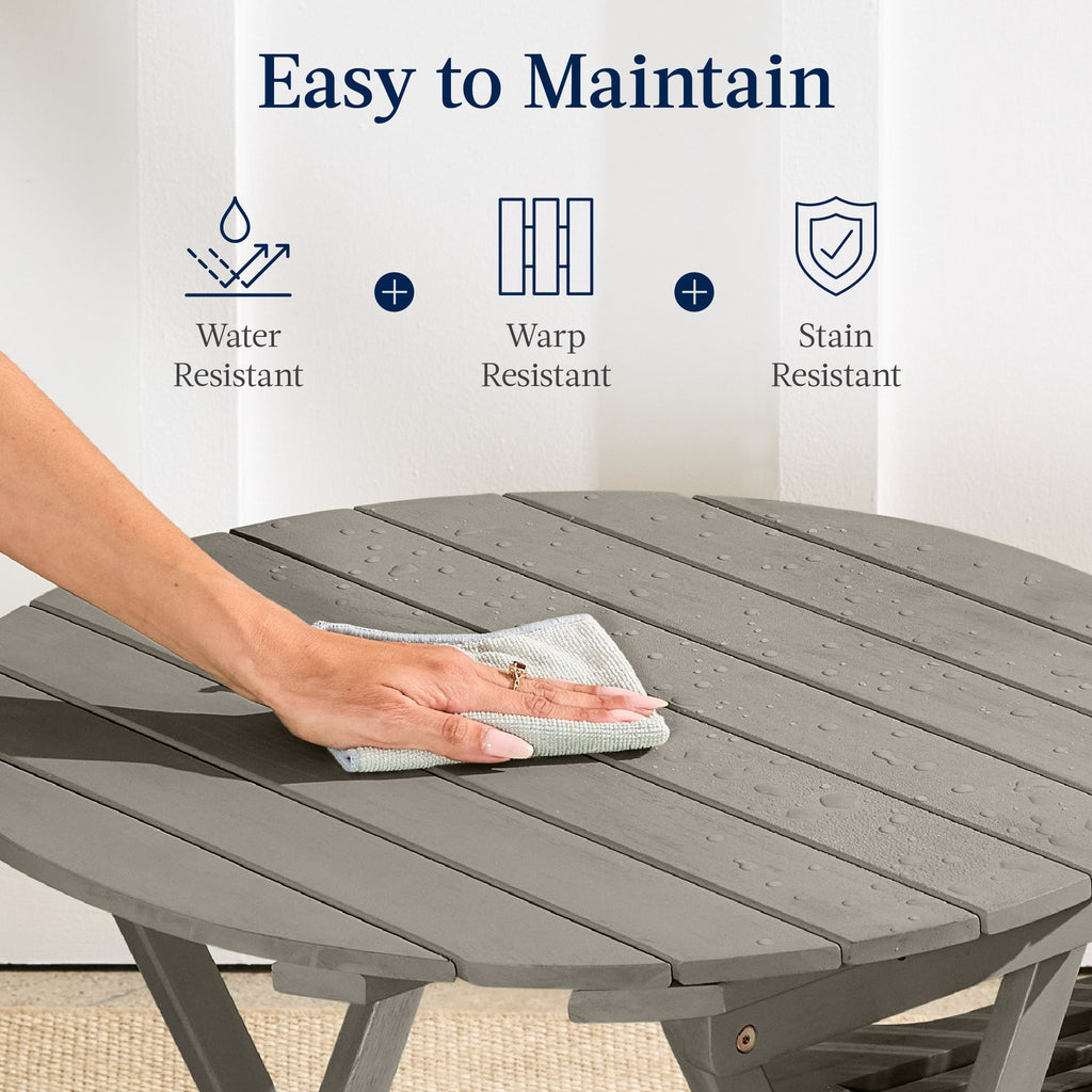 3-Piece Acacia Wood Bistro Set w/ Folding Table, 2 Chairs