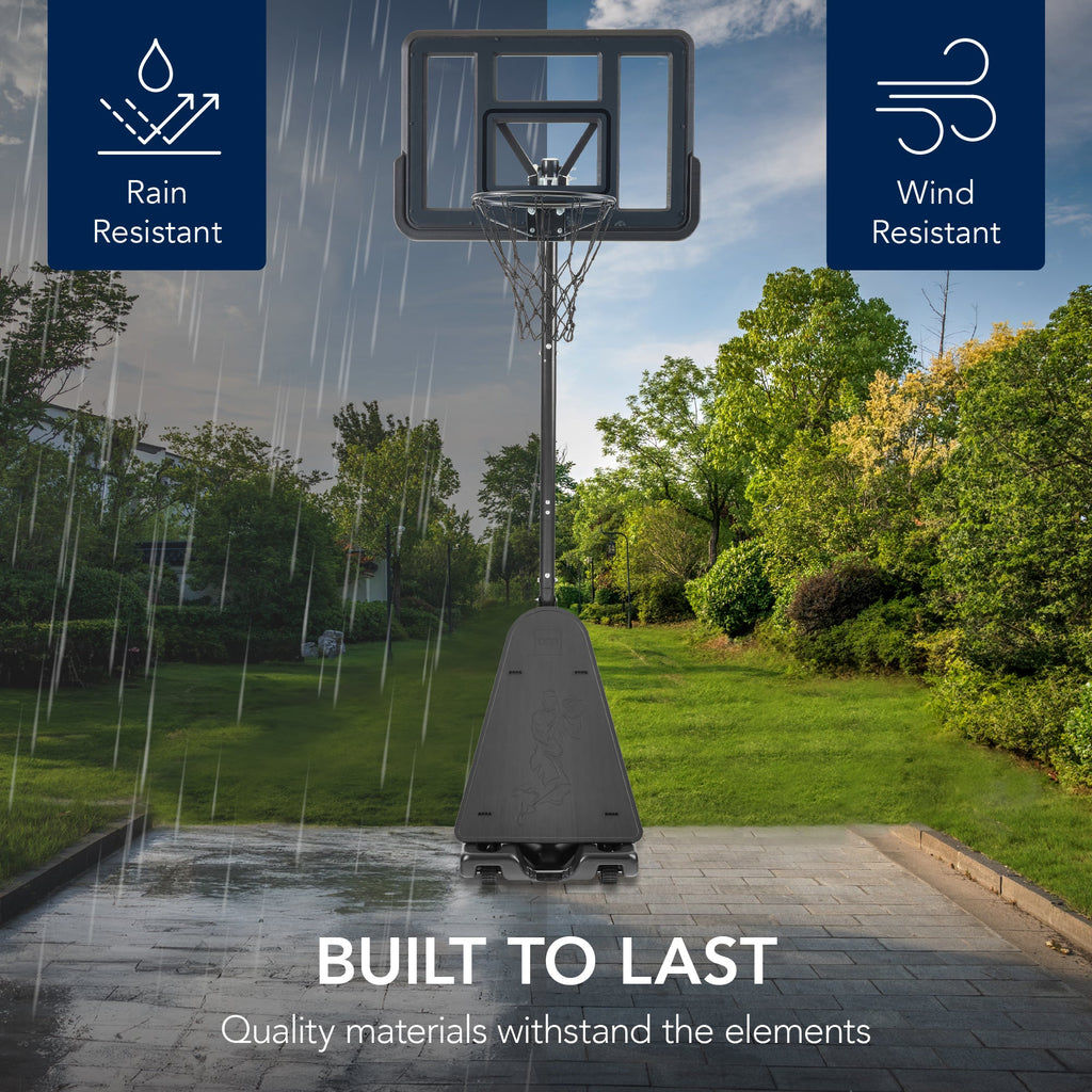 Adjustable 4.4-10ft Basketball Hoop, w/ Shatterproof Backboard,  Ball Return