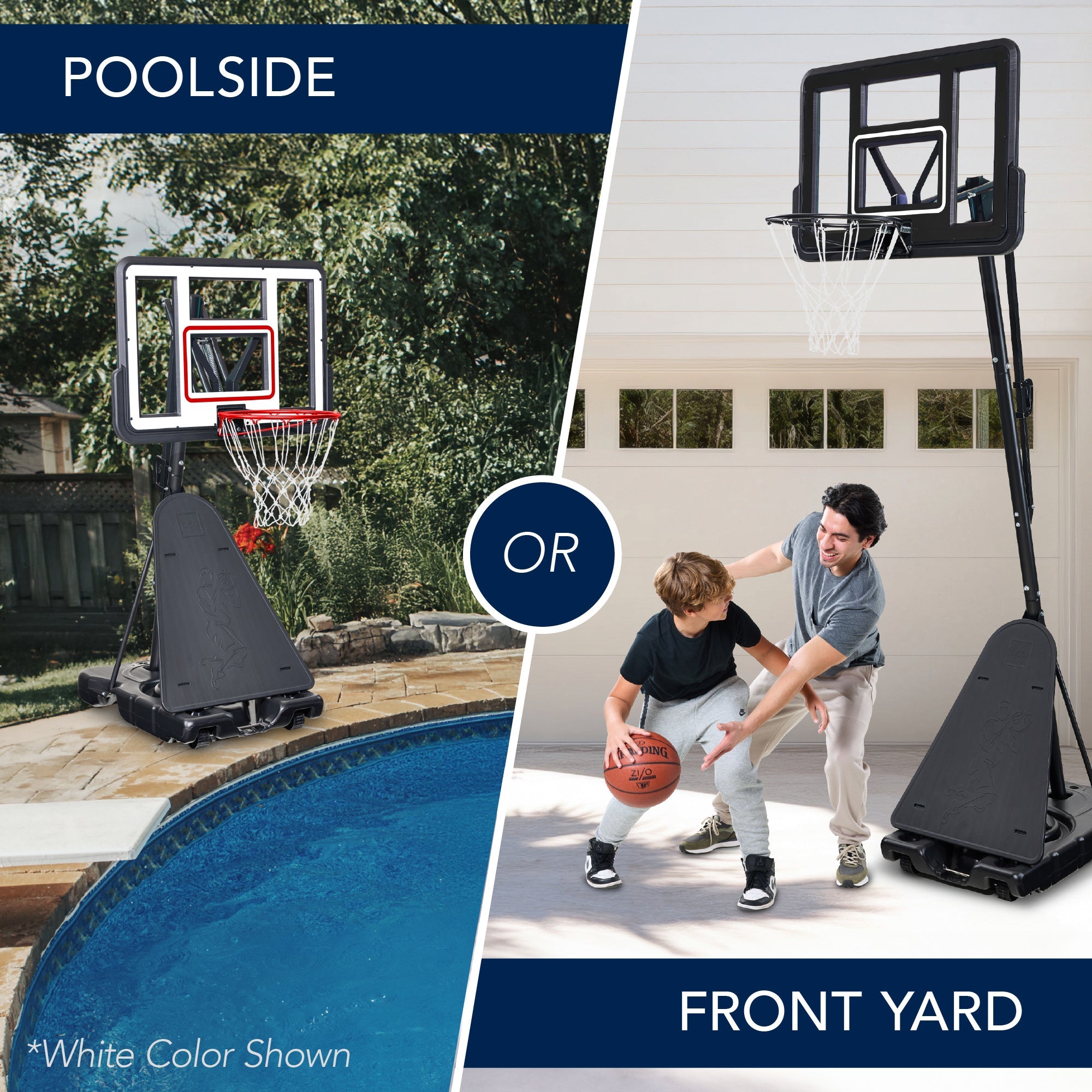 Adjustable 4.4-10ft Basketball Hoop, w/ Shatterproof Backboard,  Ball Return