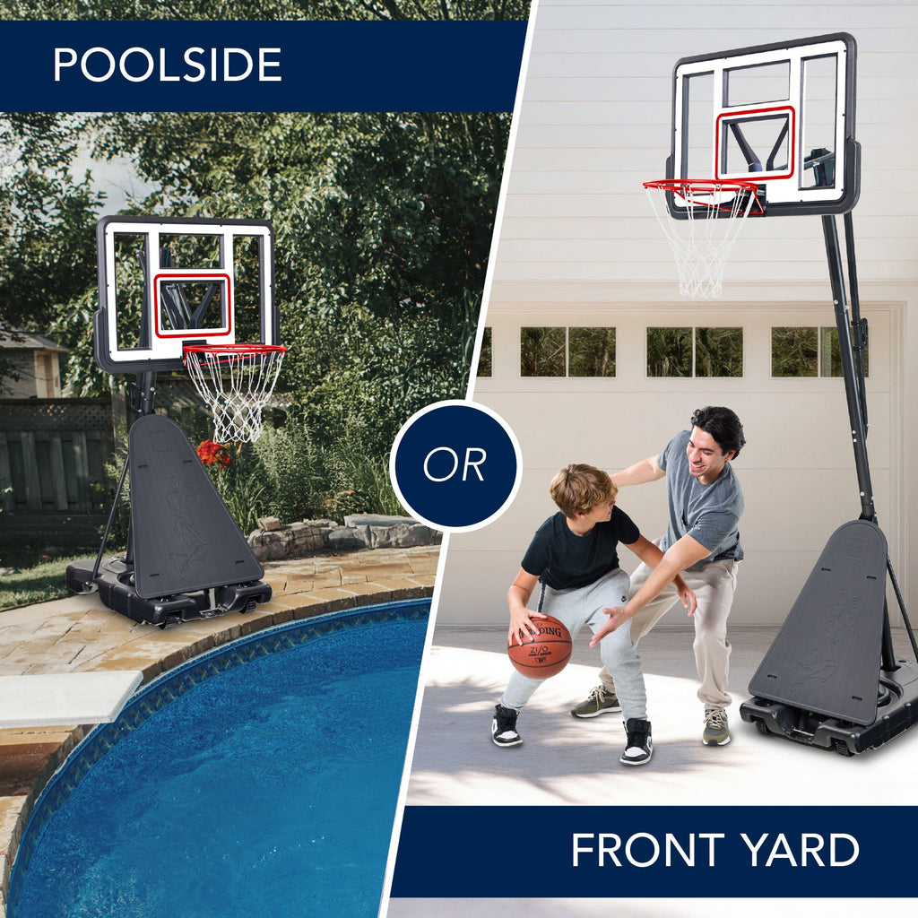 Adjustable 4.4-10ft Basketball Hoop, w/ Shatterproof Backboard,  Ball Return