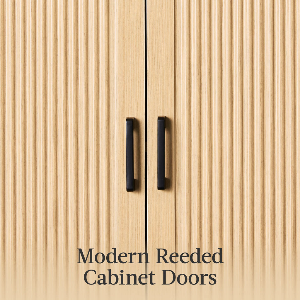 Arched 5-Tier Storage Cabinet w/ Reeded Doors, Adjustable Shelves - 72in