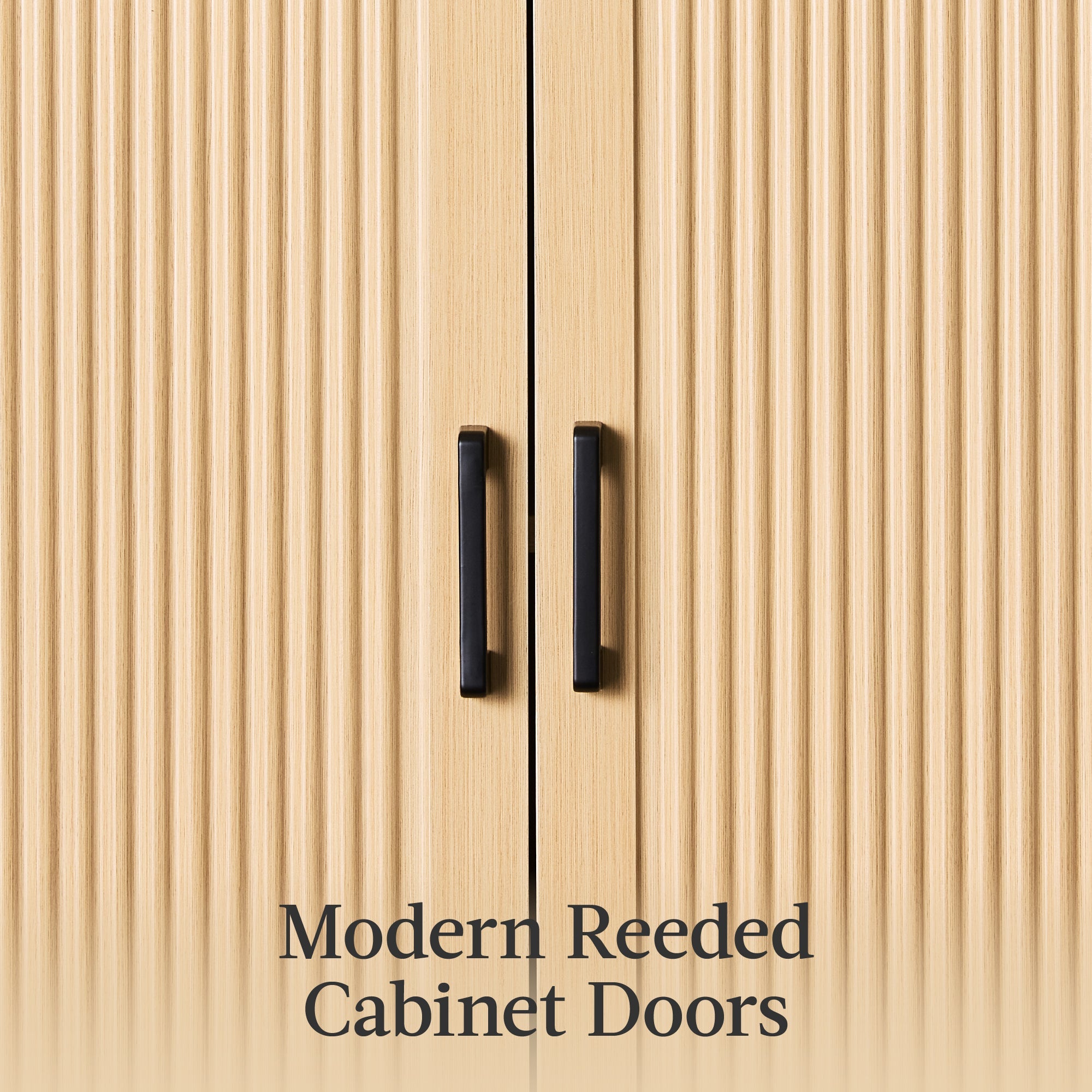 Arched 5-Tier Storage Cabinet w/ Reeded Doors, Adjustable Shelves - 72in