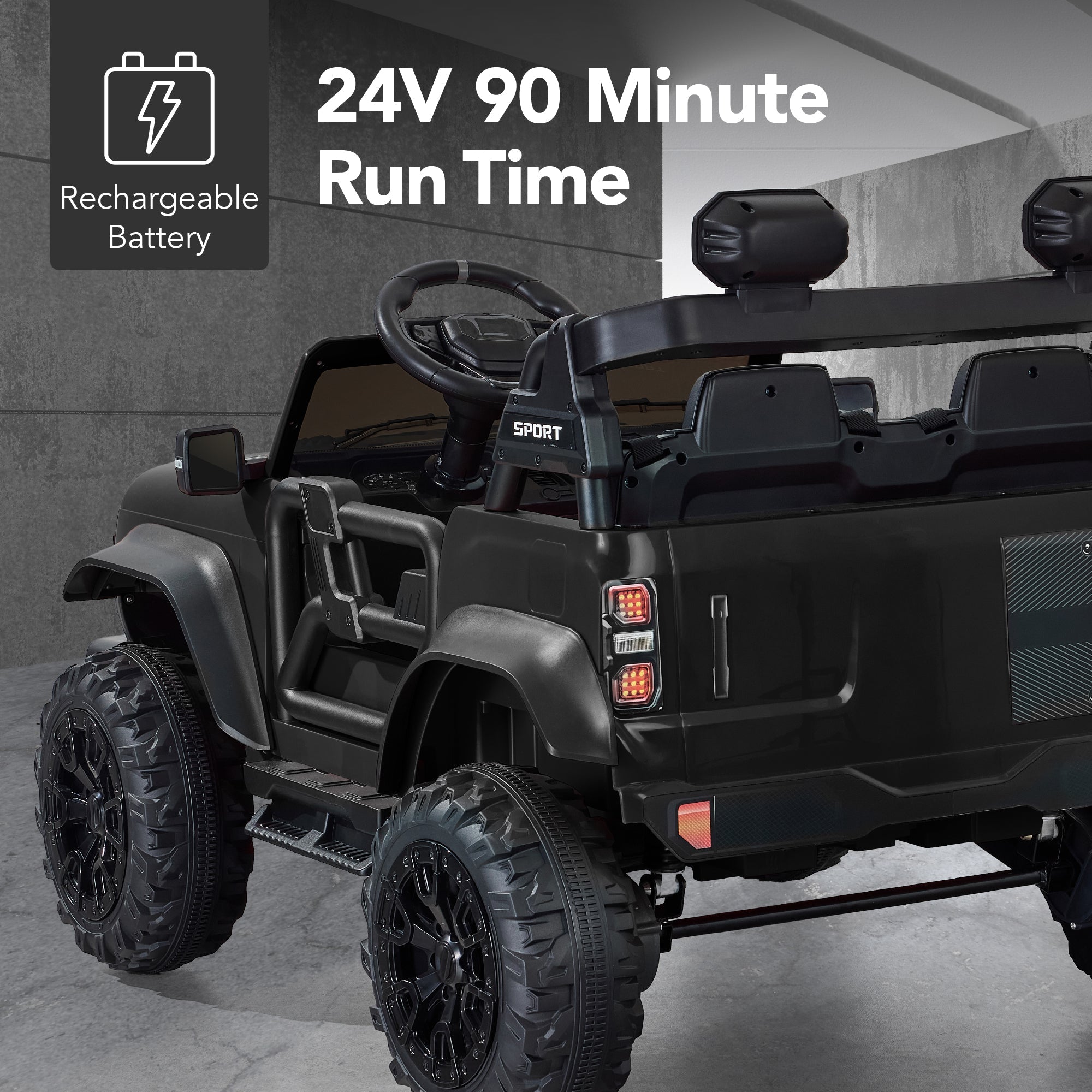 24V 2-Seater Electric Ride-On Car Truck w/ Parent Control, Bluetooth