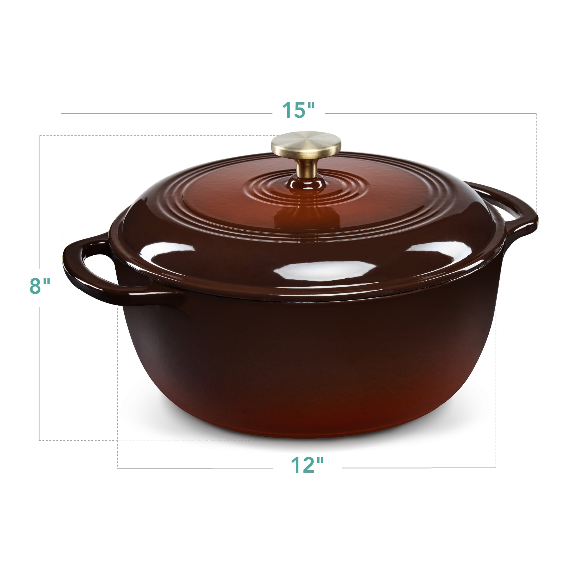 Cast-Iron Dutch Oven Kitchen Cookware w/ Enamel, Handles - 7.5qt
