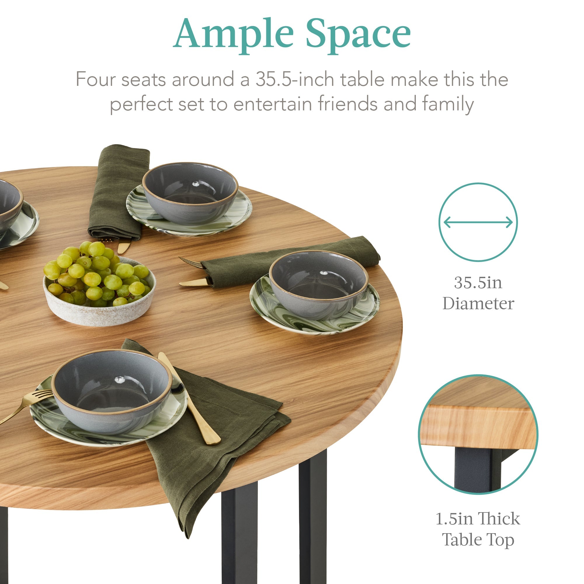 5-Piece Modern Round Counter Height Dining Set w/ 4 Chairs